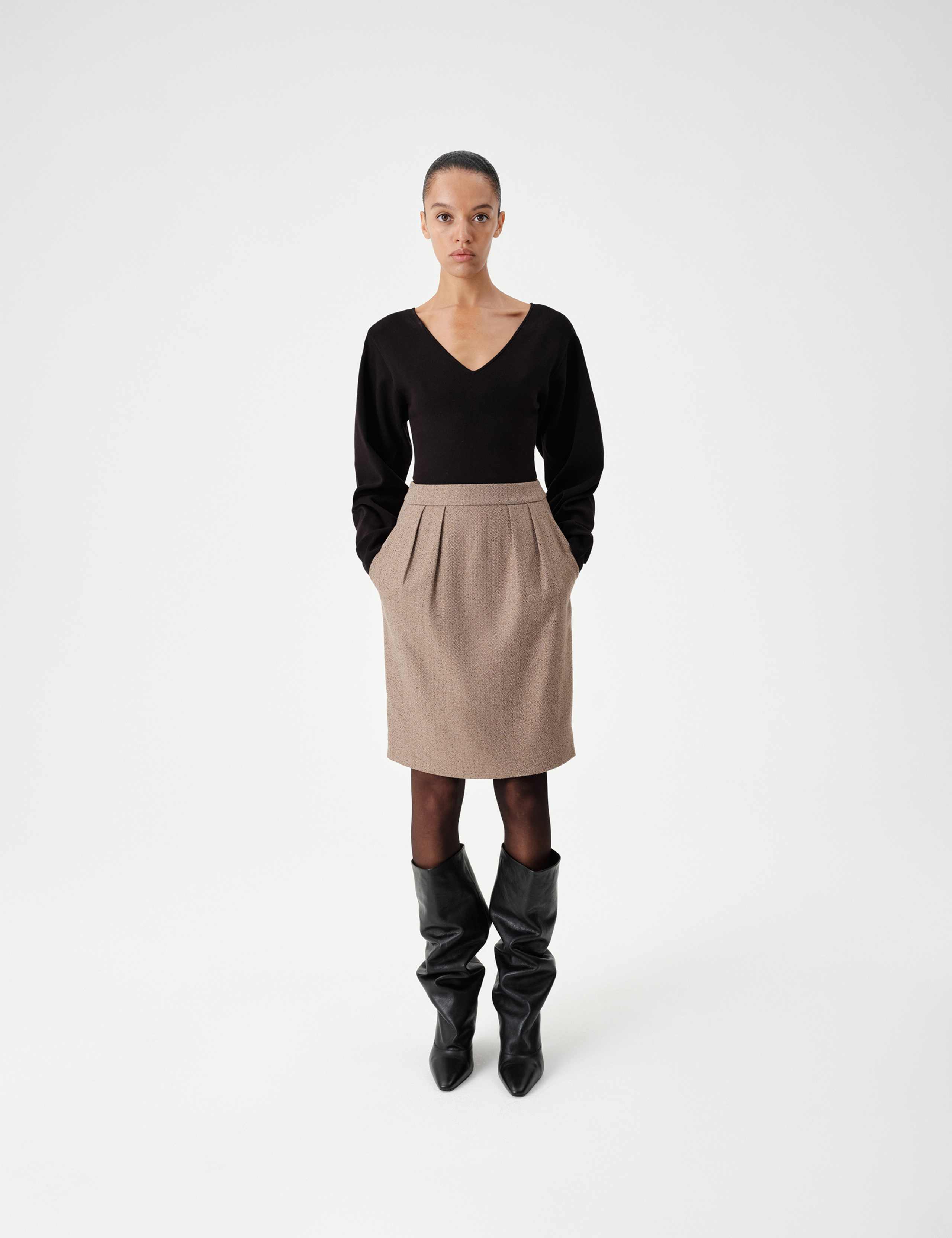 Sculpted Knitted V-Neck Bodysuit