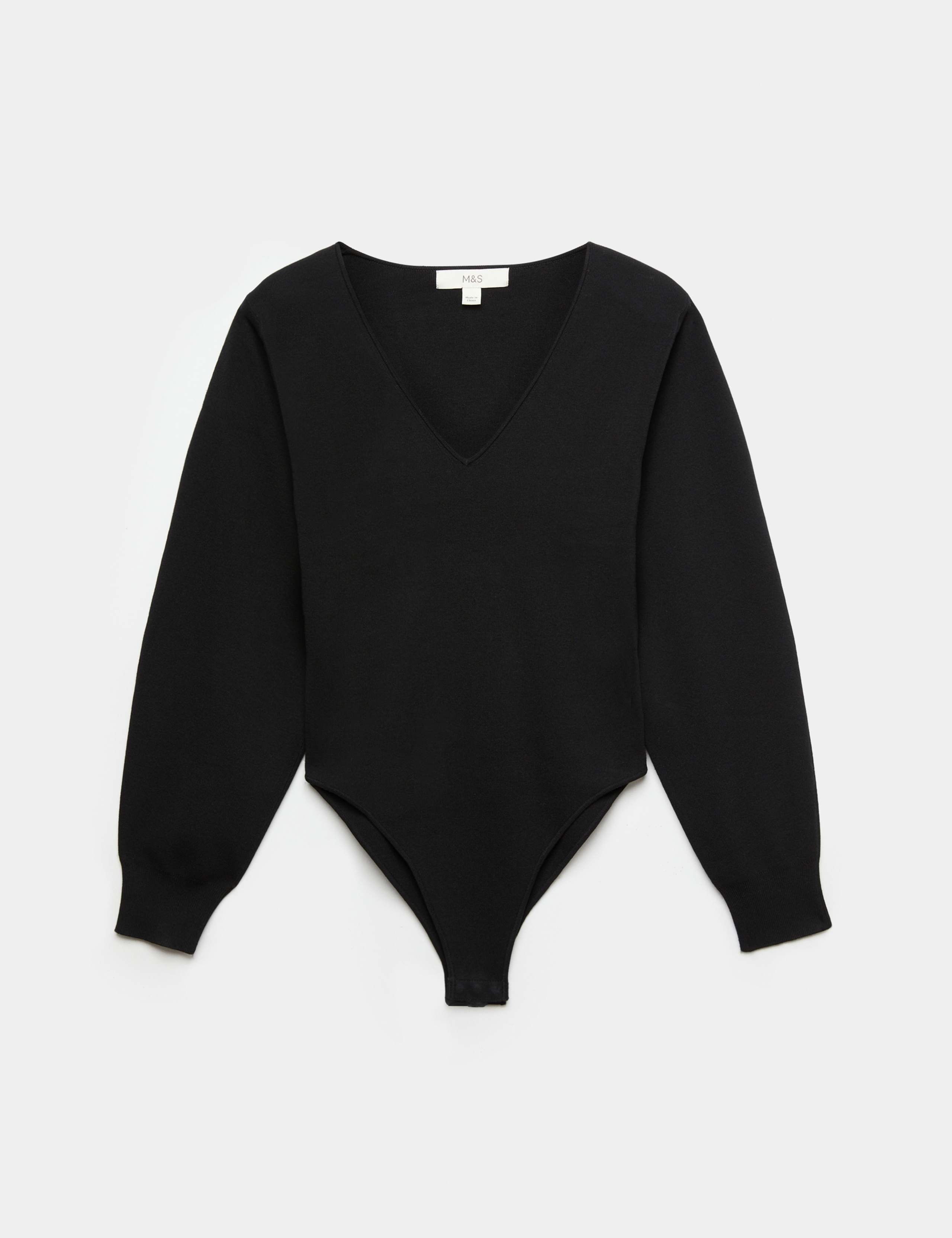 Sculpted Knitted V-Neck Bodysuit