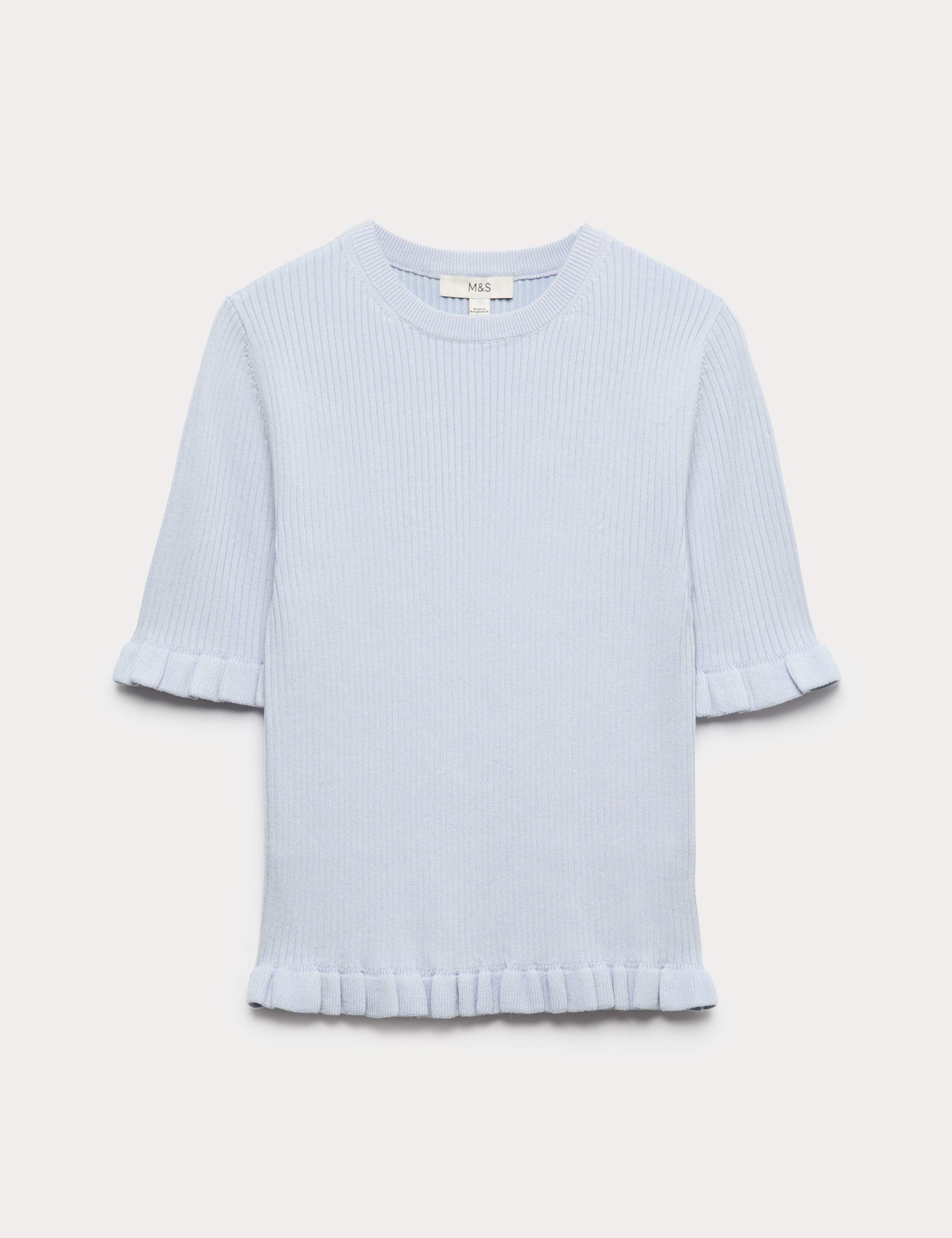 Ribbed Frill Detail Knitted Top