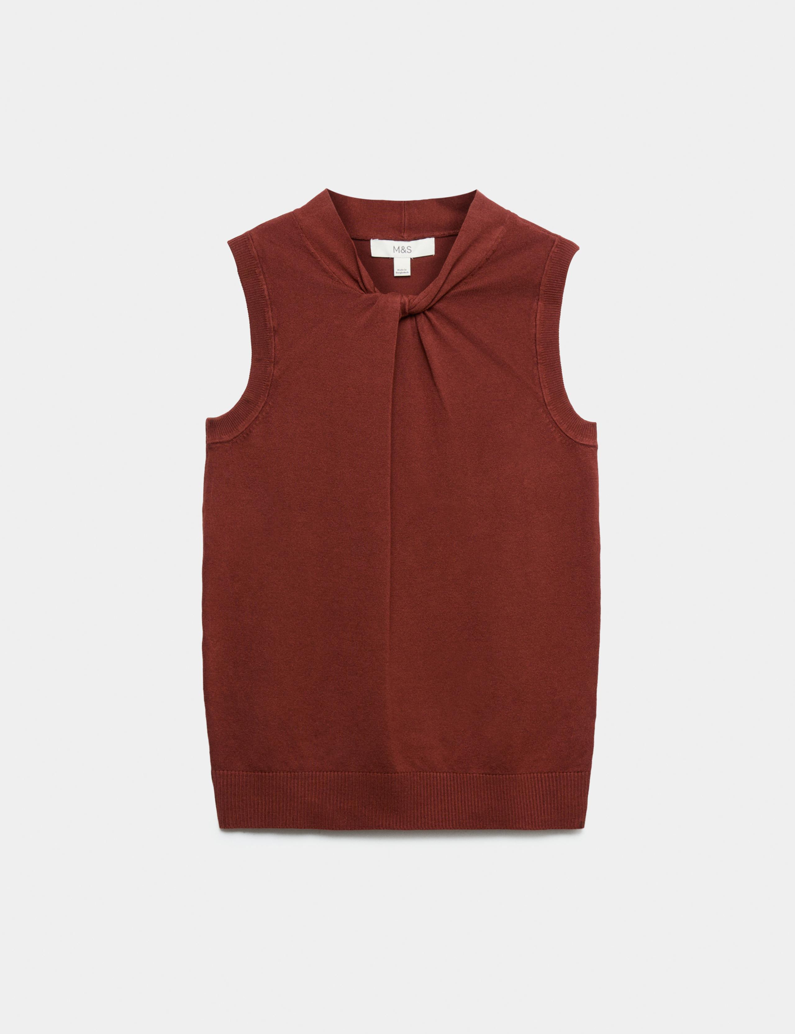 Twist Front Slim Knitted Vest