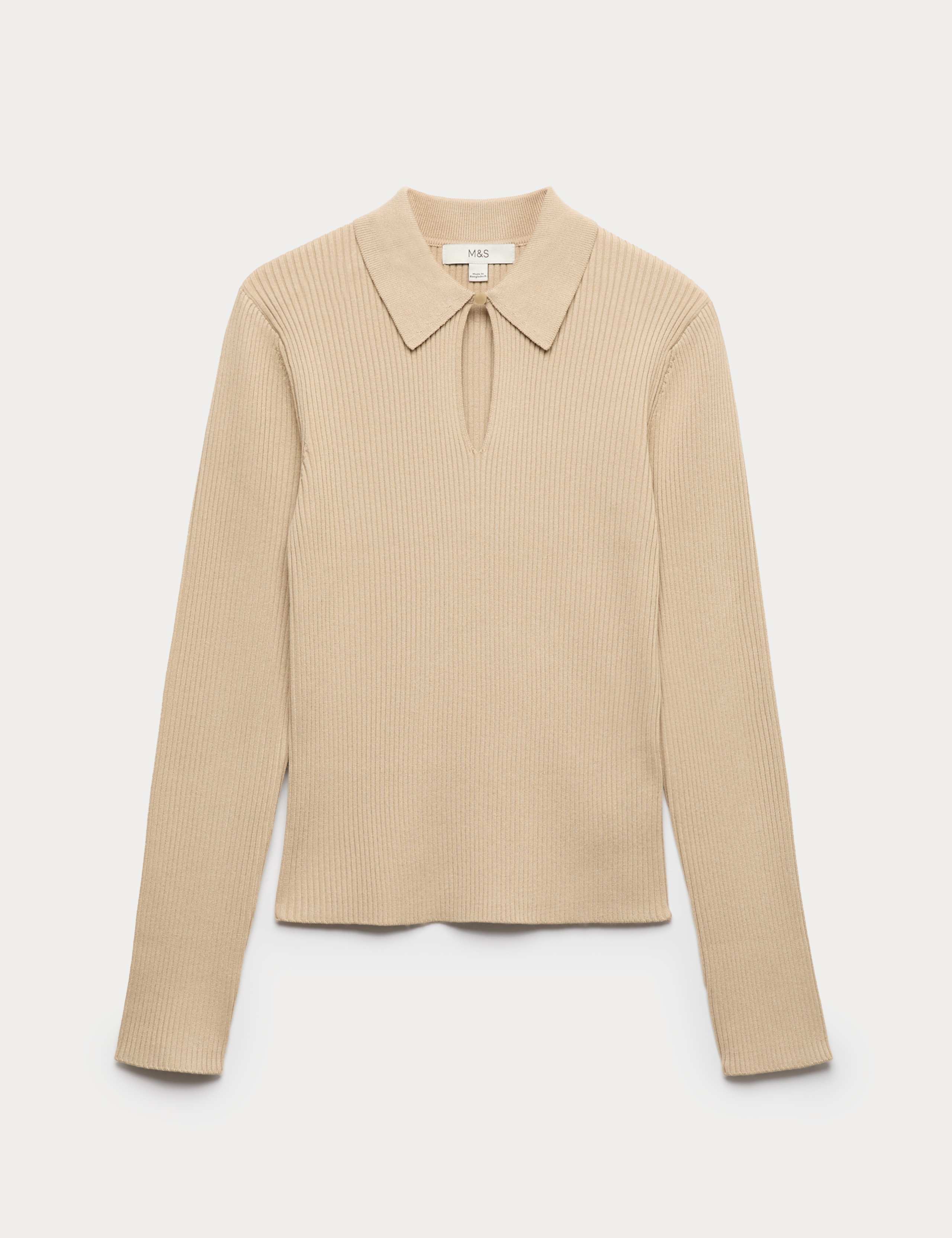 Ribbed Collared Knitted Top