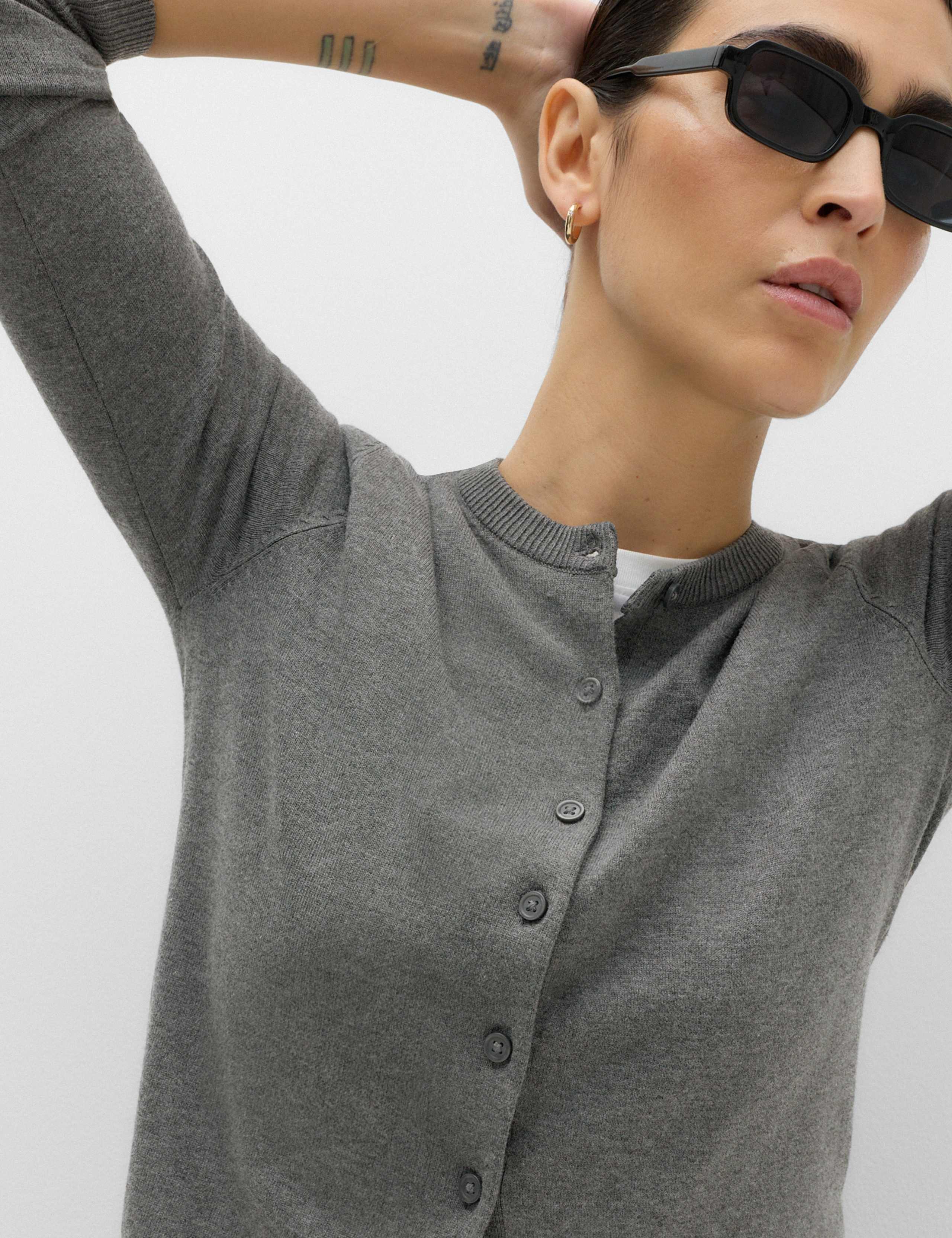 Crew Neck Button Through Cardigan