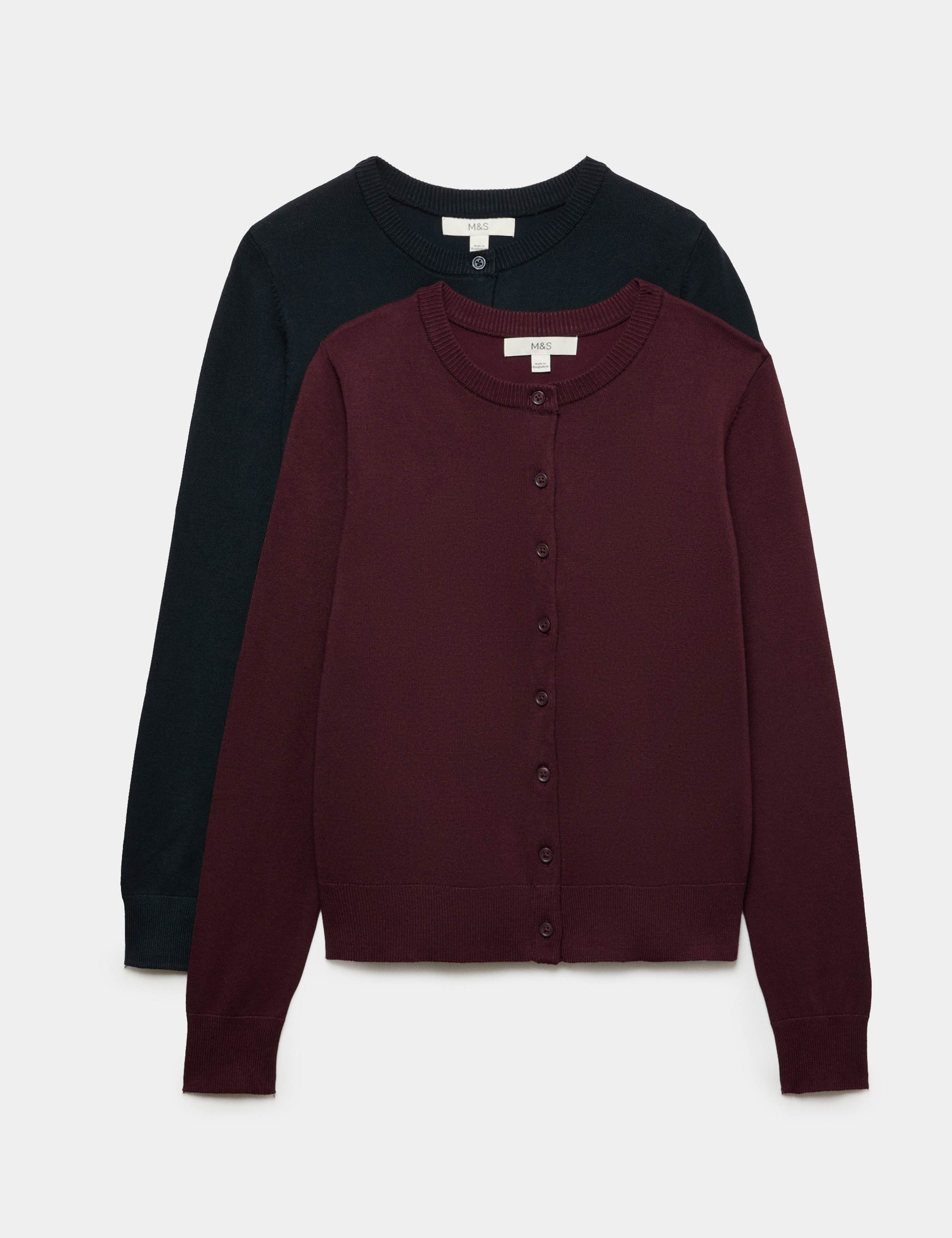 2 Pack Crew Neck Slim Fit Cardigan