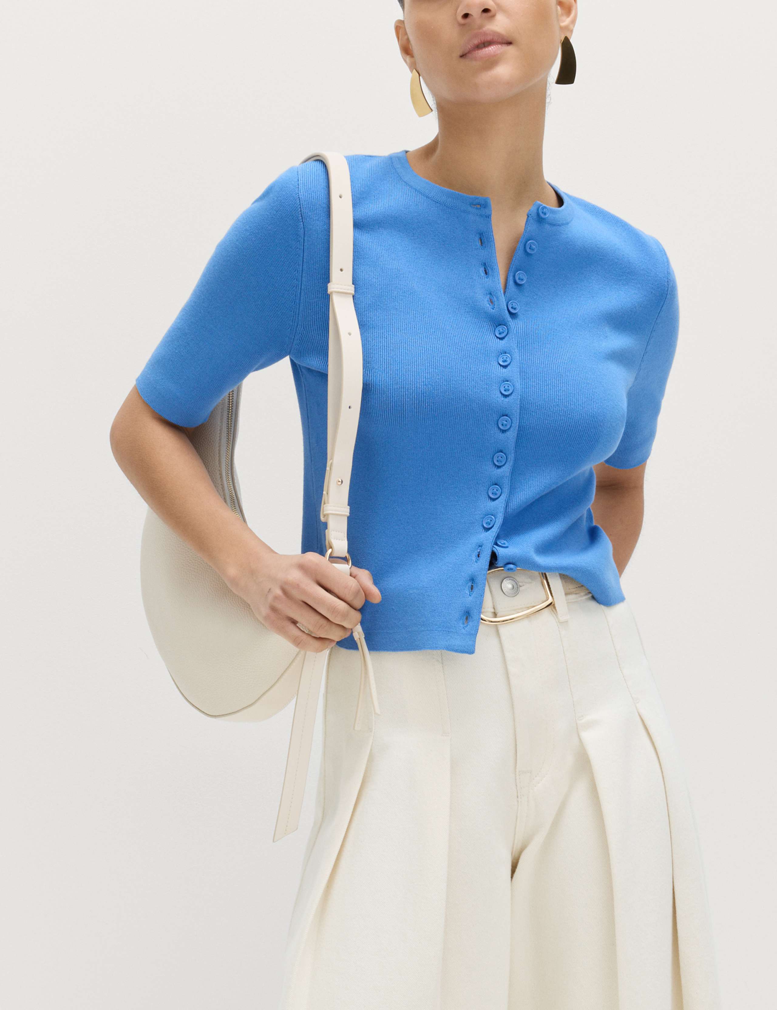 Crew Neck Cropped Cardigan