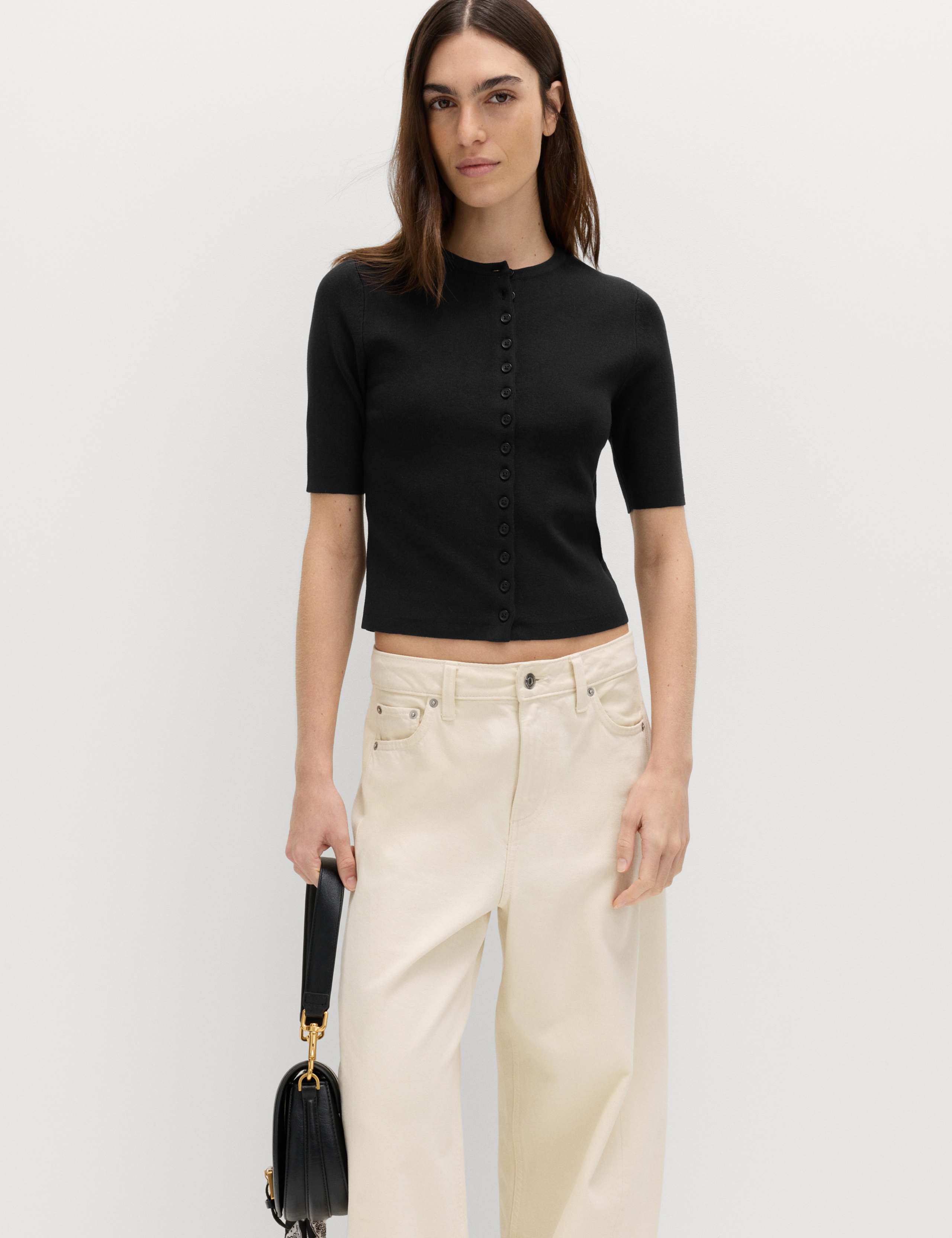 Crew Neck Cropped Cardigan