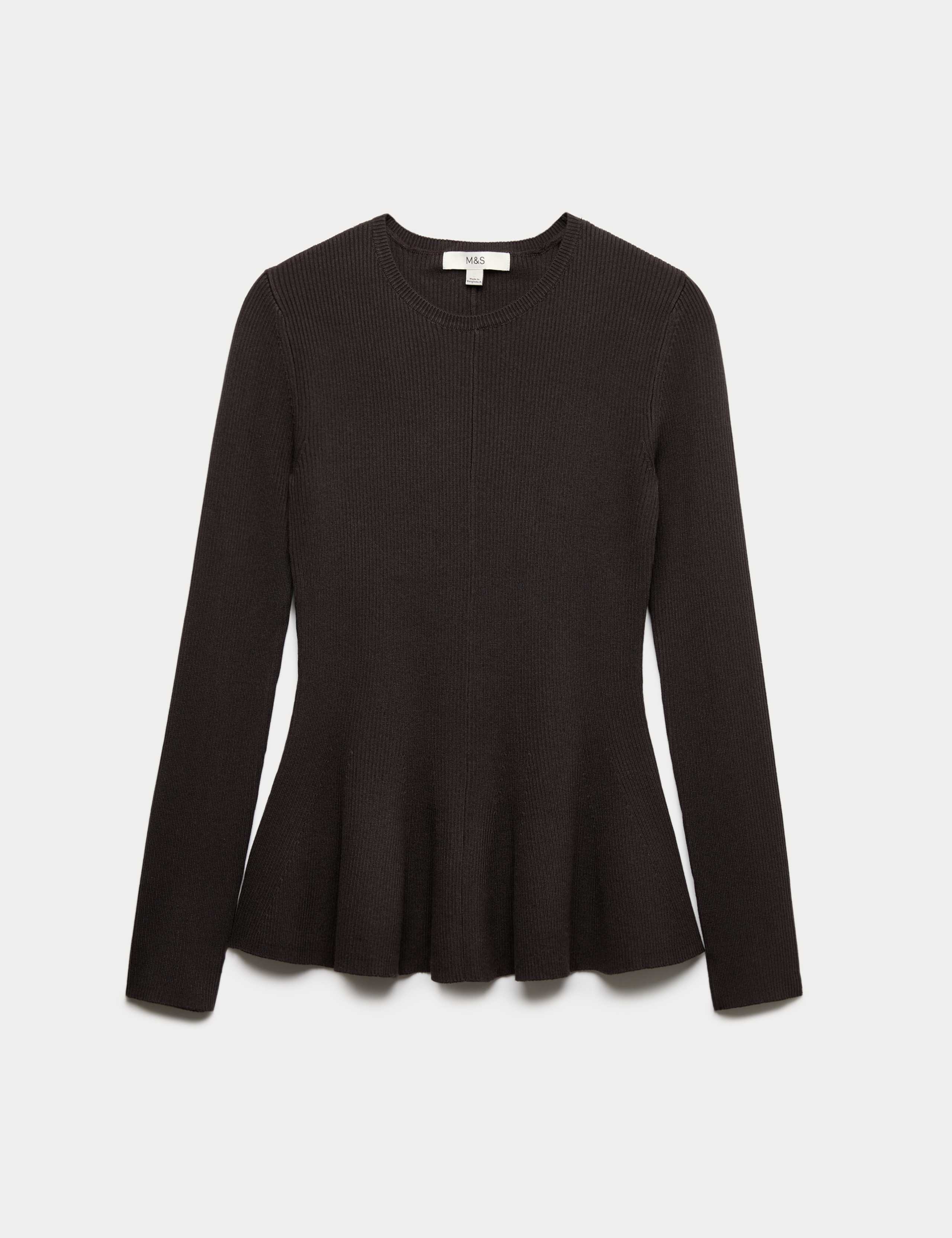 Ribbed Peplum Slim Fit Knitted Top