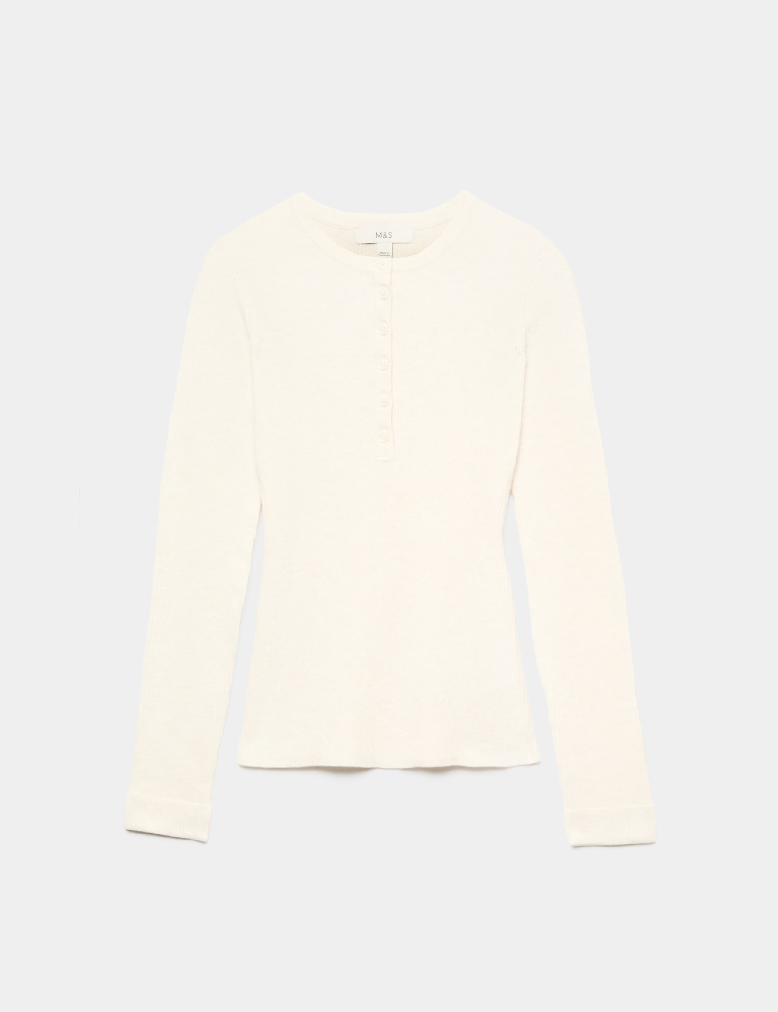 Ribbed Round Neck Fitted Knitted Top With Wool