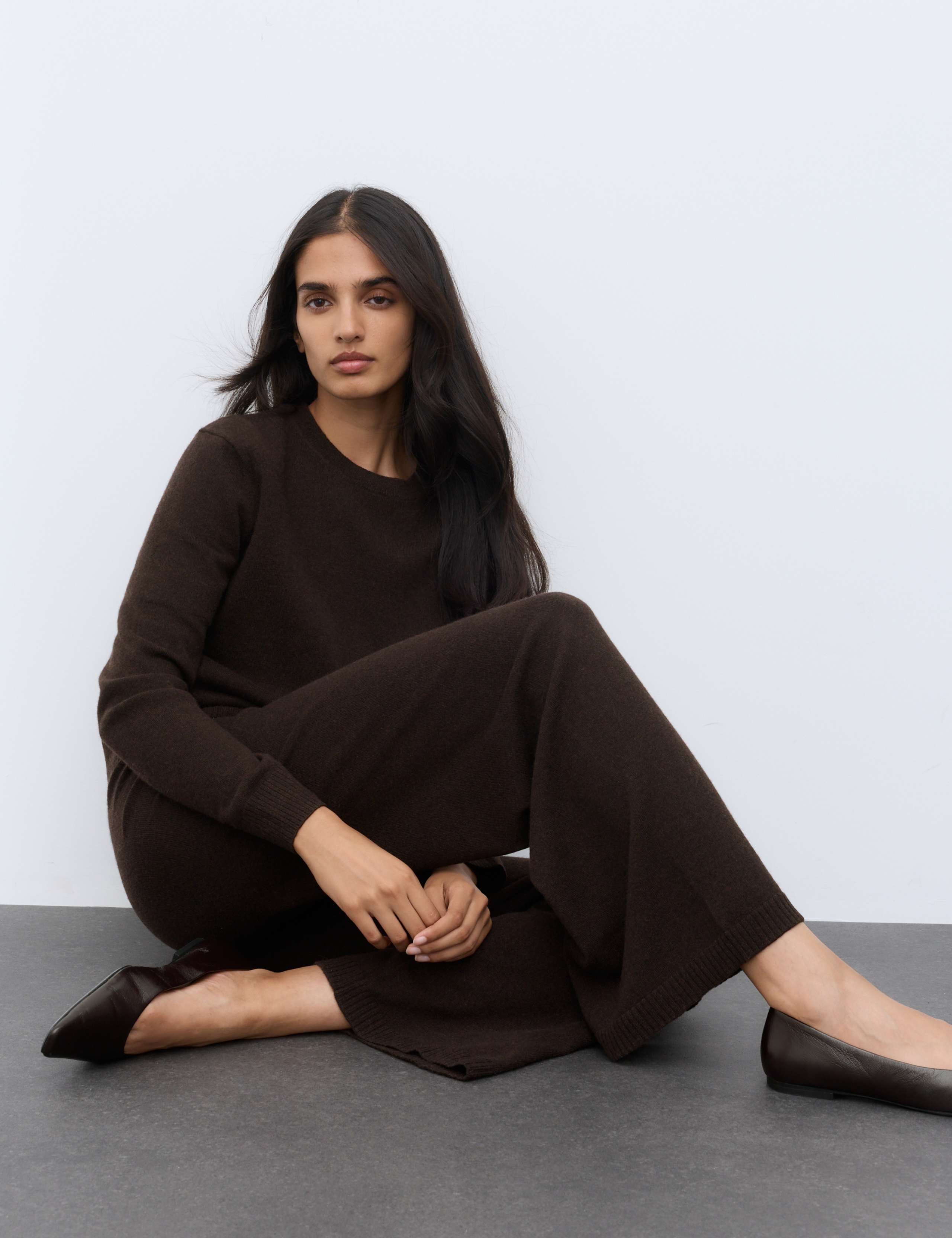 Pure Cashmere Wide Leg Trousers