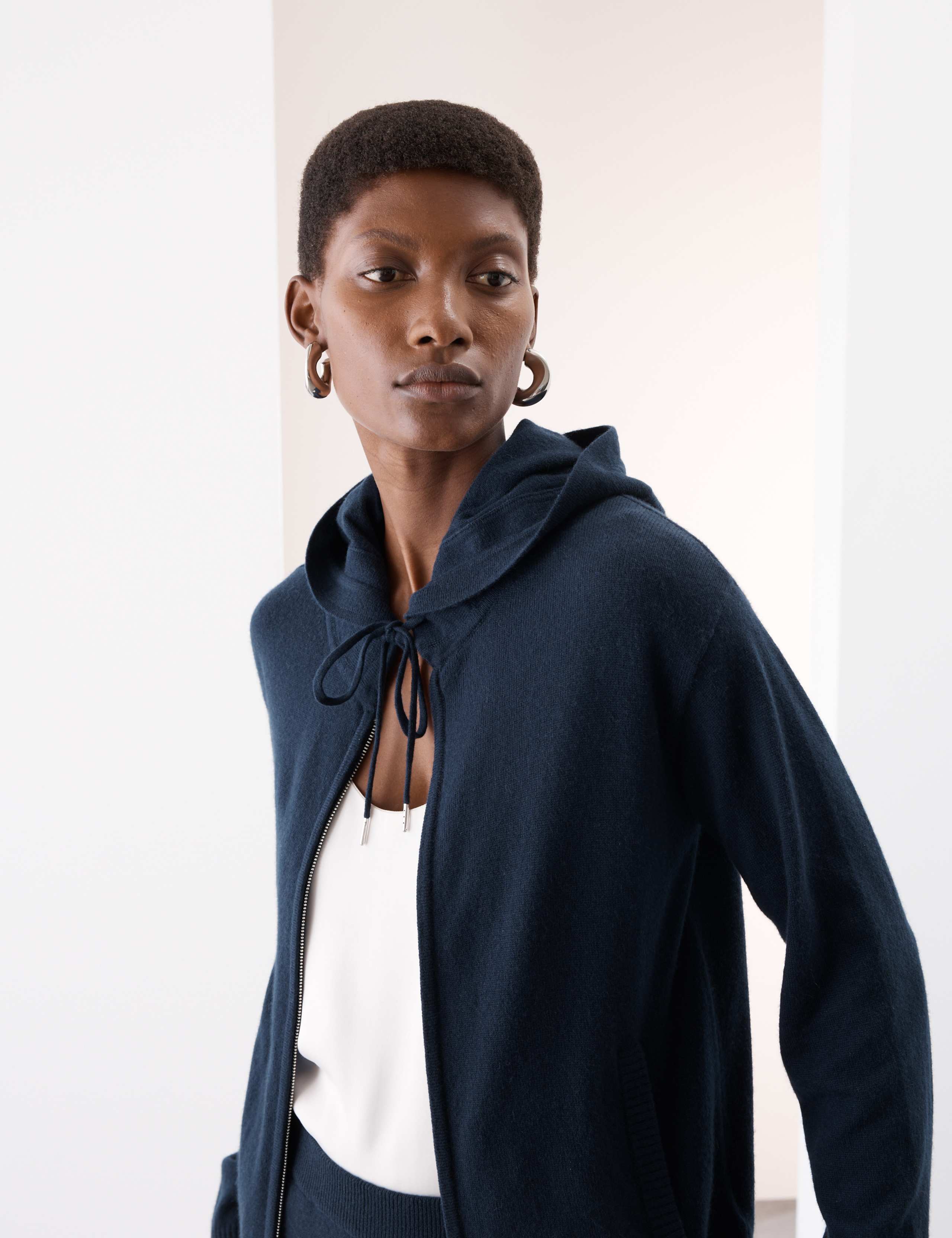 Pure Cashmere Zip Up Hoodie
