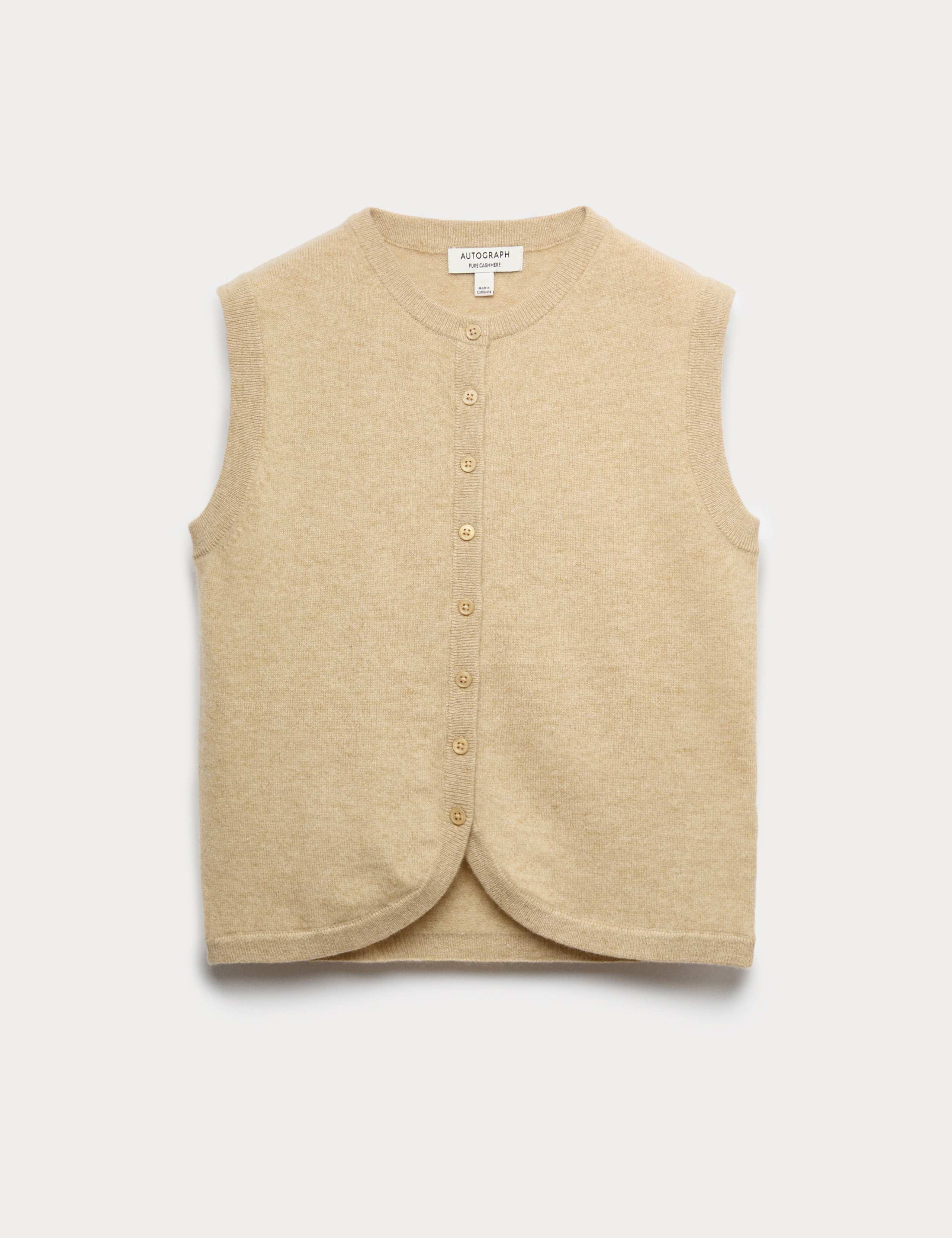 Pure Cashmere Button Through Knitted Waistcoat