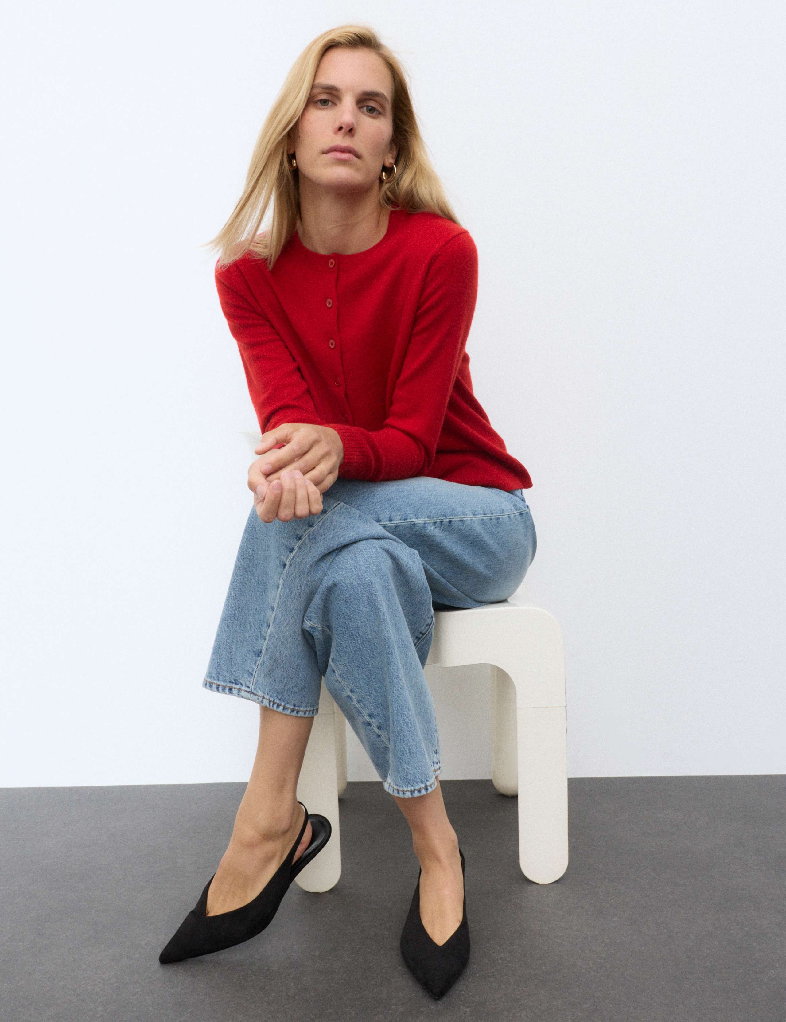 Pure Cashmere Crew Neck Button Front Cardigan