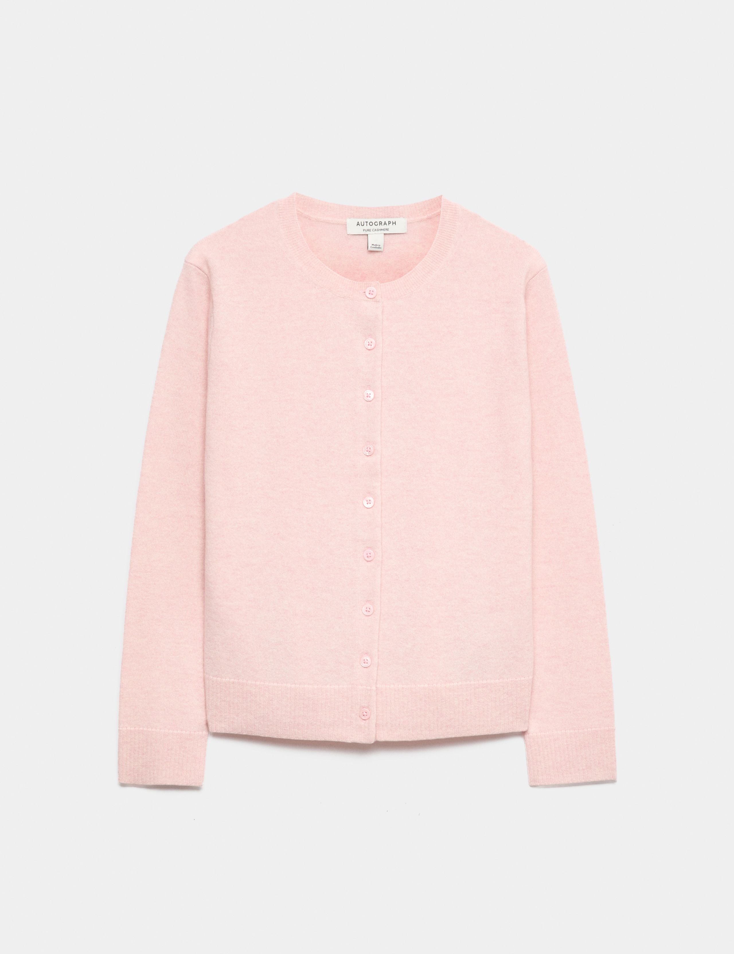 Pure Cashmere Crew Neck Button Front Cardigan