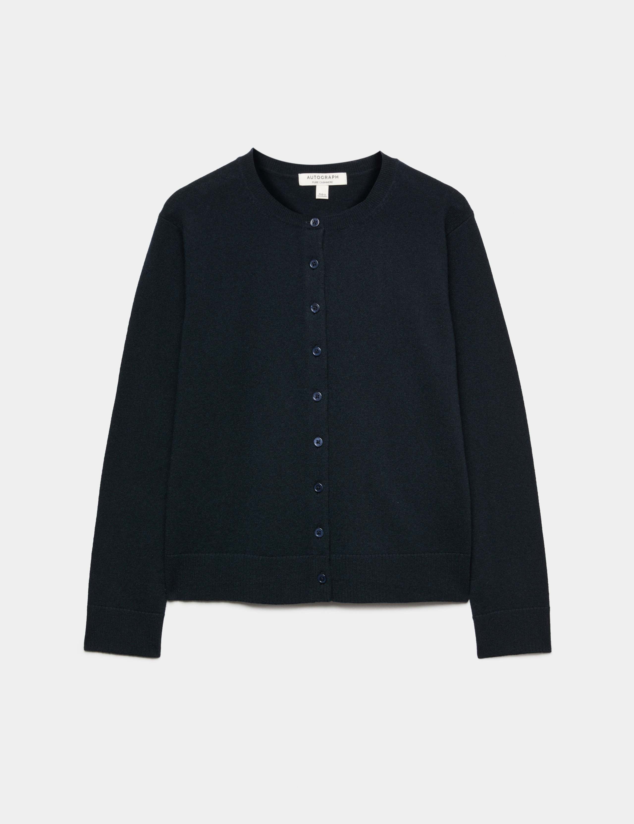 Pure Cashmere Crew Neck Button Front Cardigan