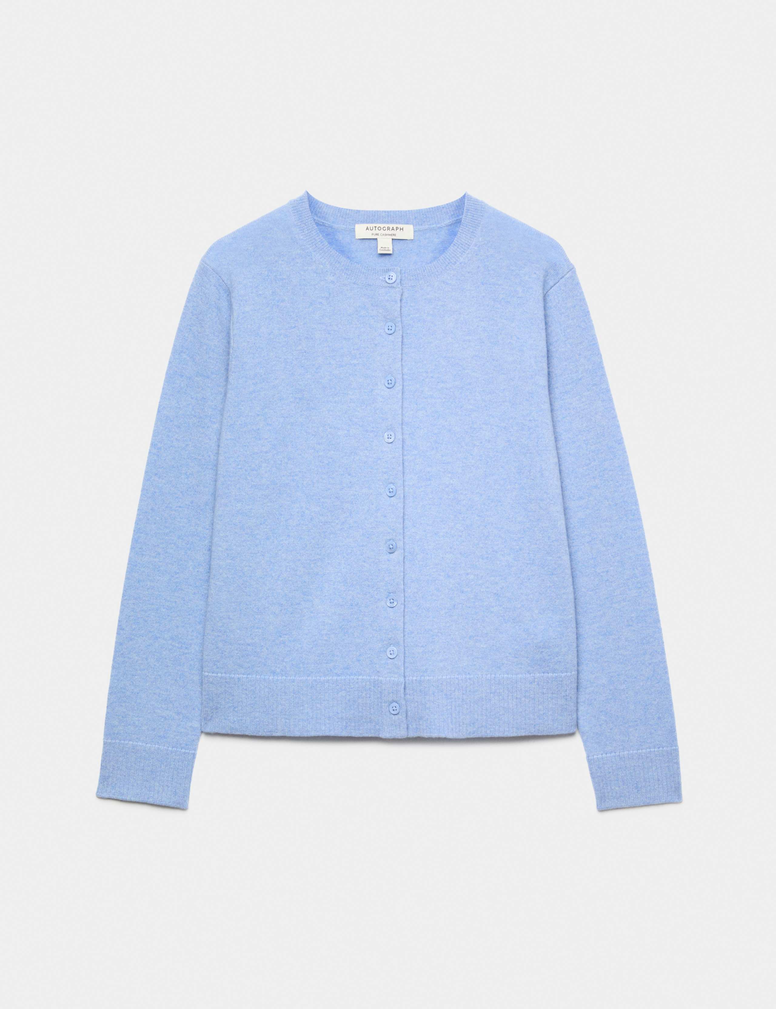 Pure Cashmere Crew Neck Button Front Cardigan