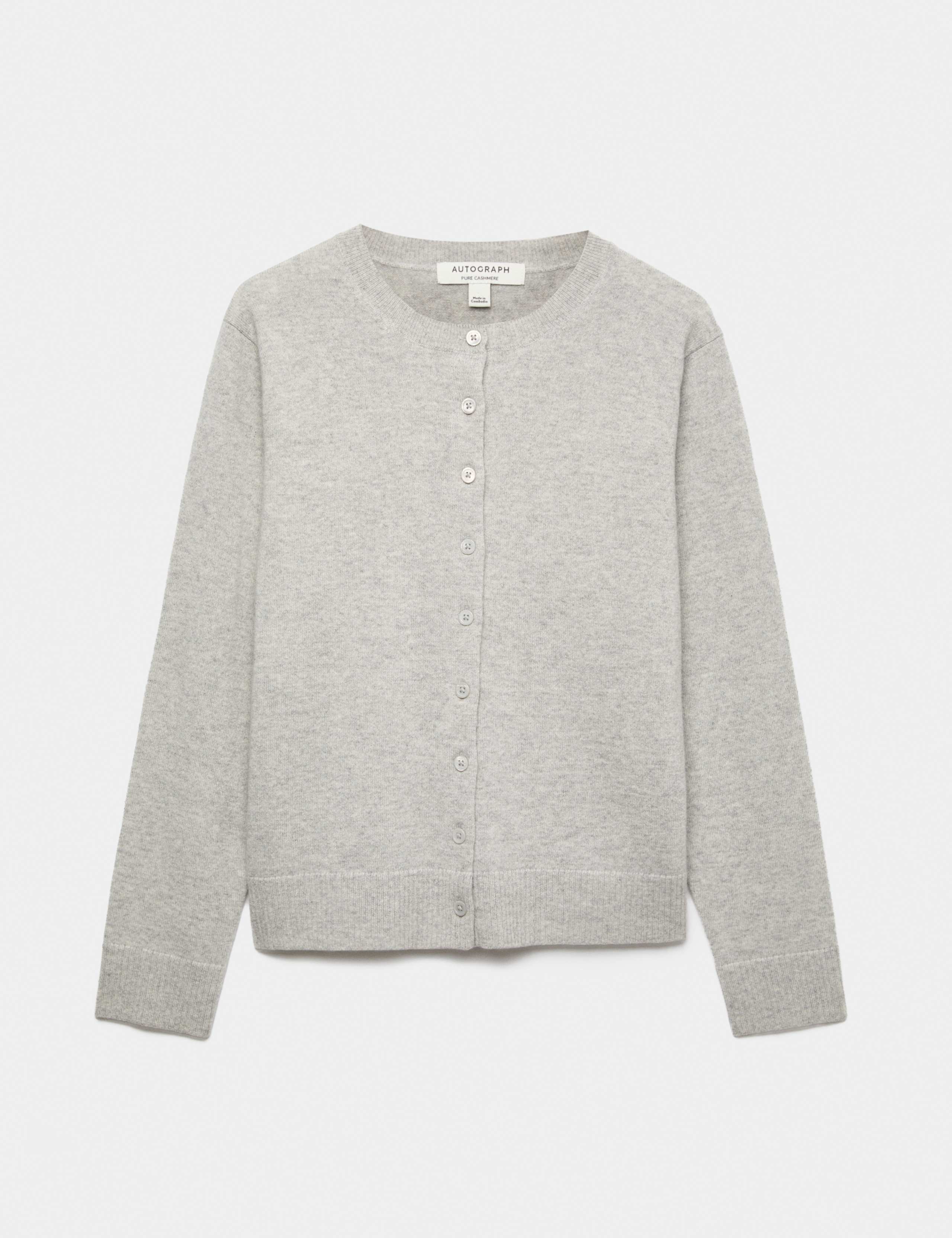 Pure Cashmere Crew Neck Button Front Cardigan
