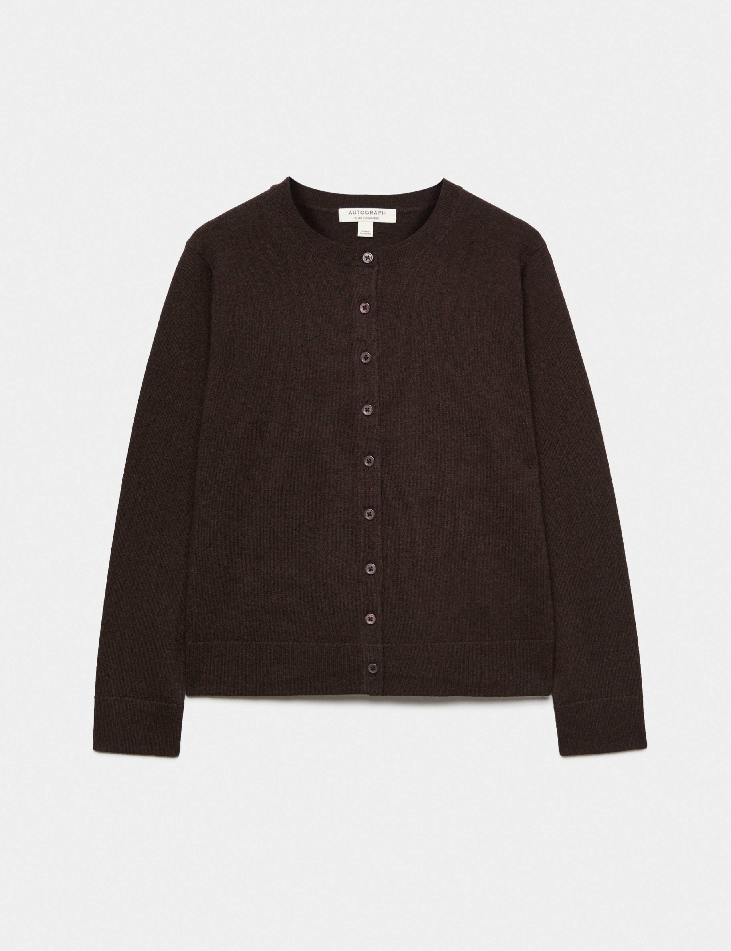 Pure Cashmere Crew Neck Button Front Cardigan