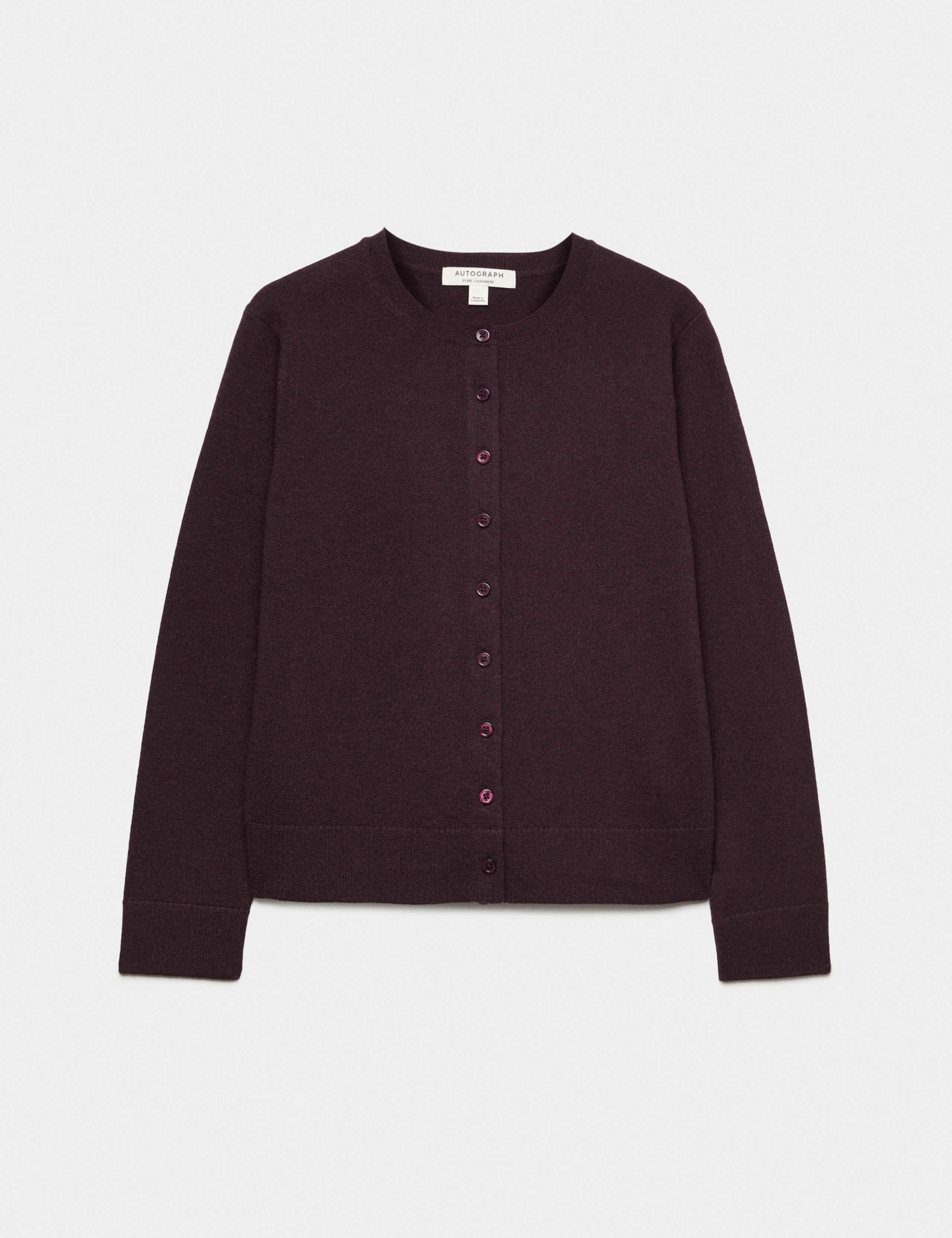 Pure Cashmere Crew Neck Button Front Cardigan