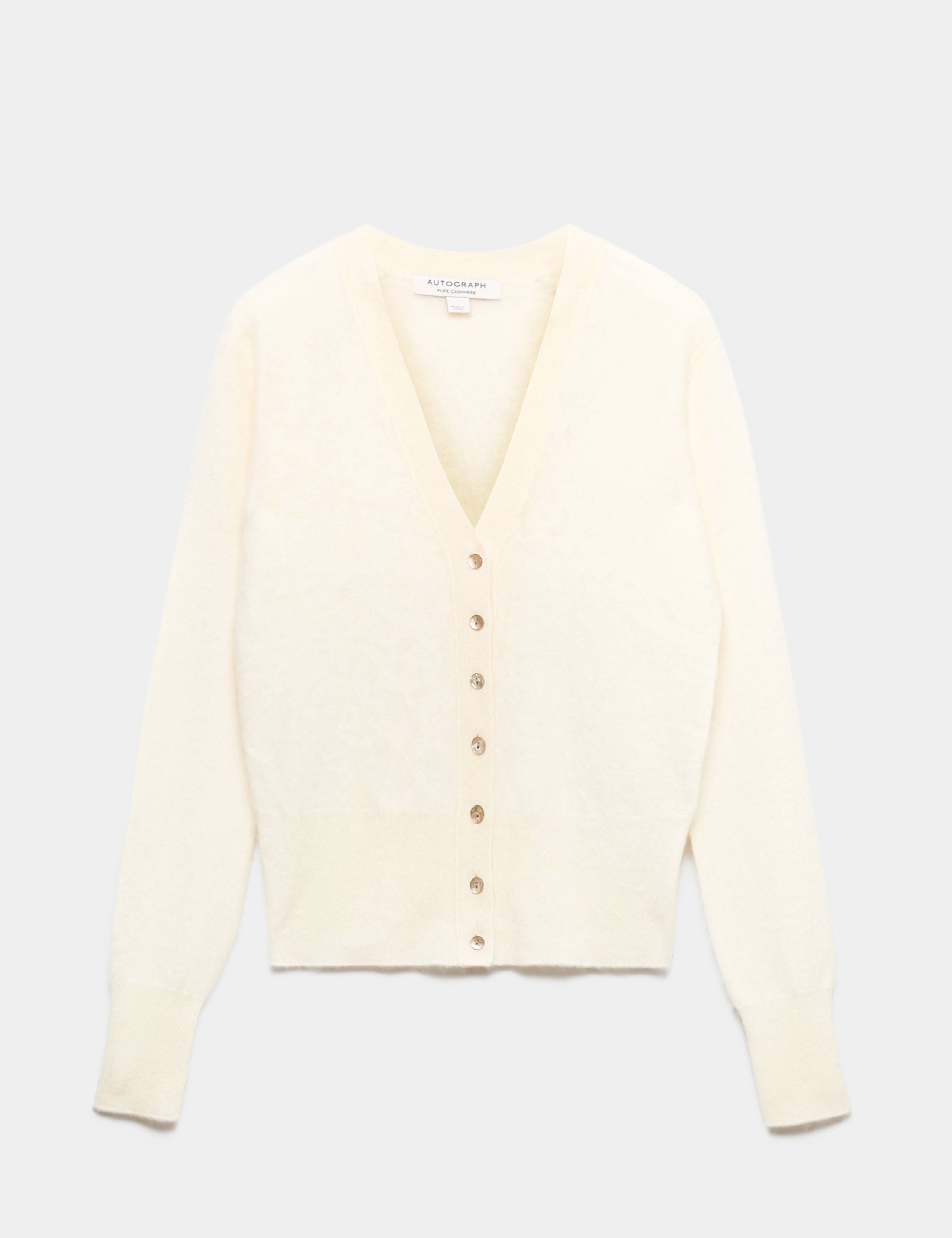Brushed Pure Cashmere V Neck Slim Cardigan