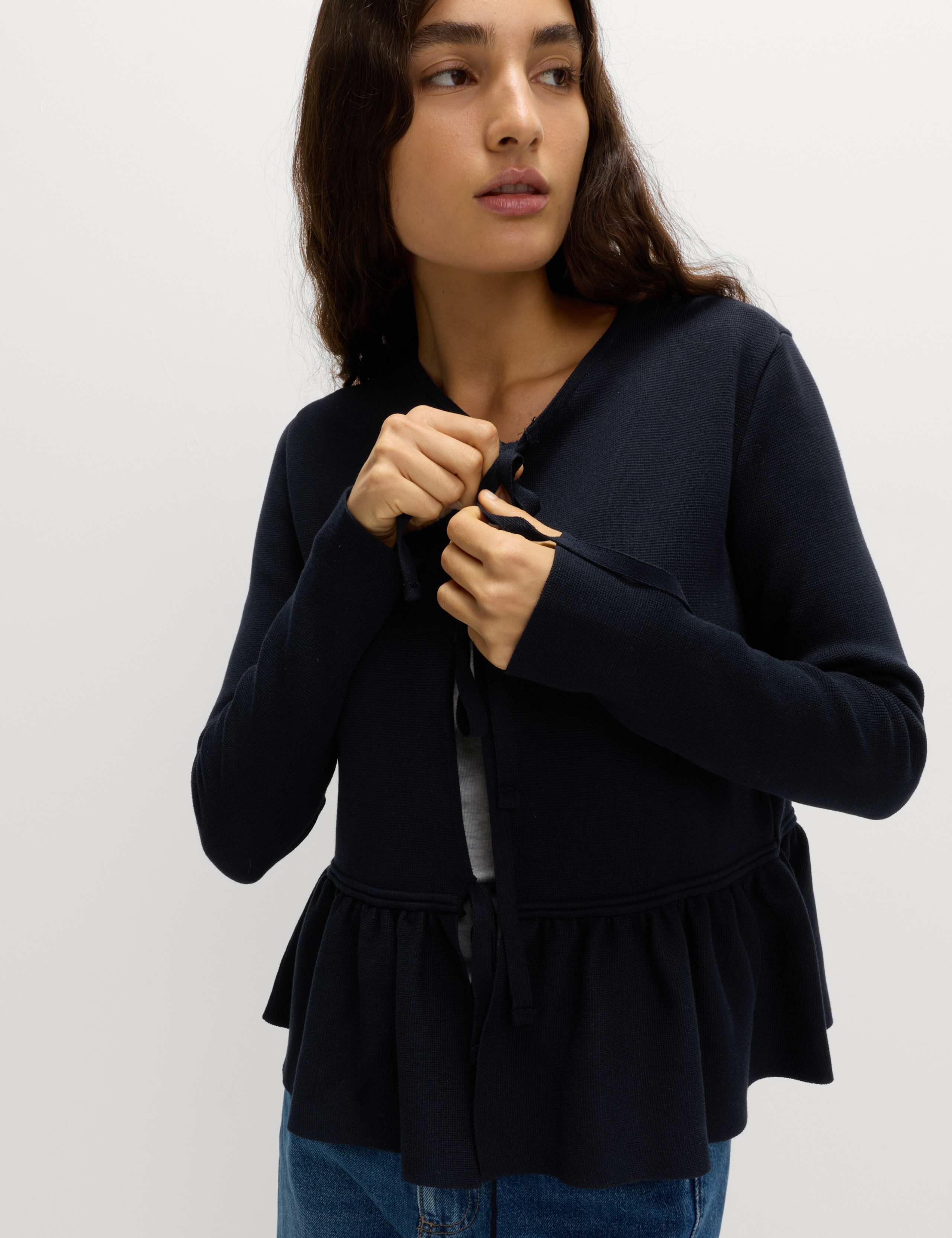 Ribbed Crew Neck Cardigan