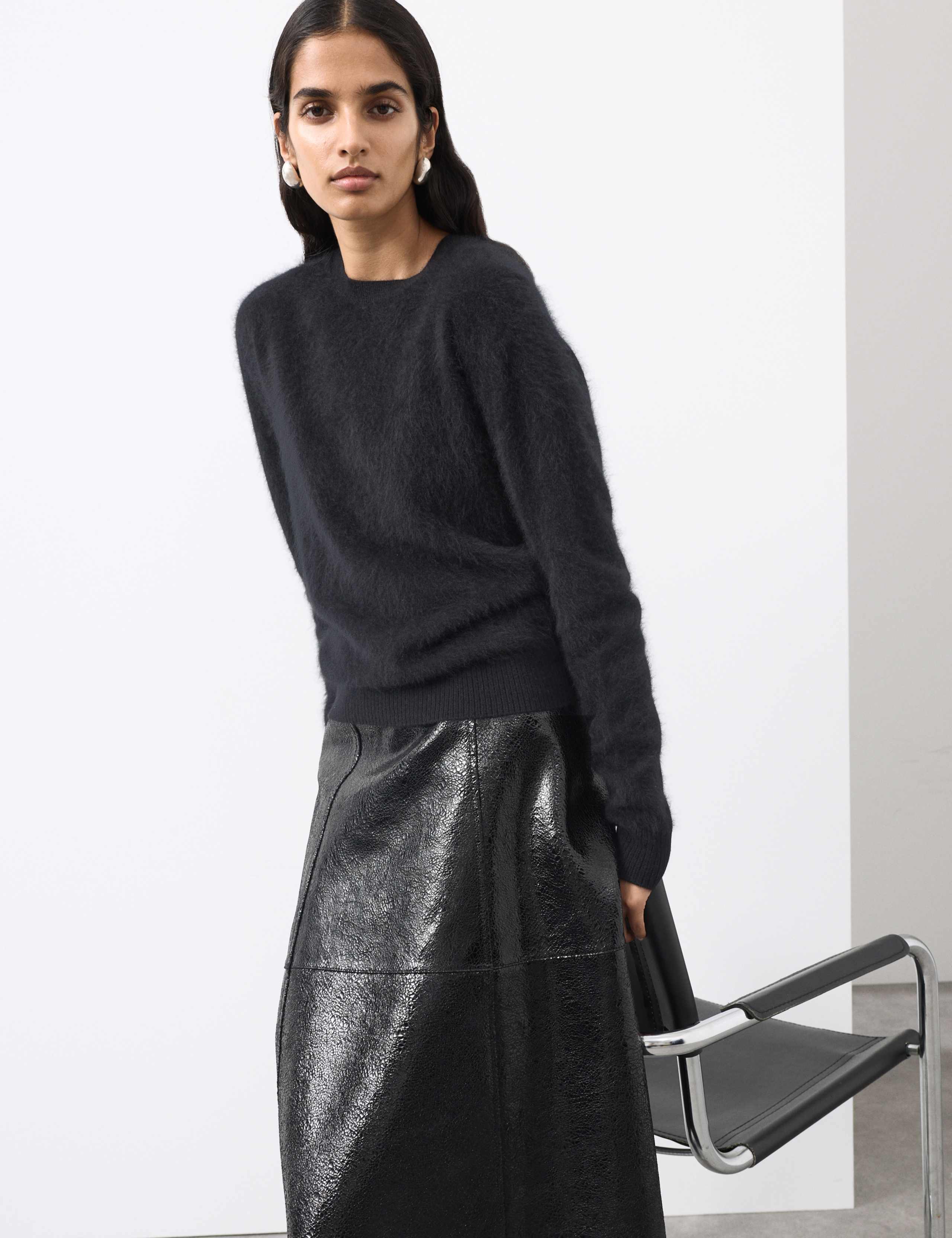 Brushed Wool with Cashmere Crew Neck Jumper