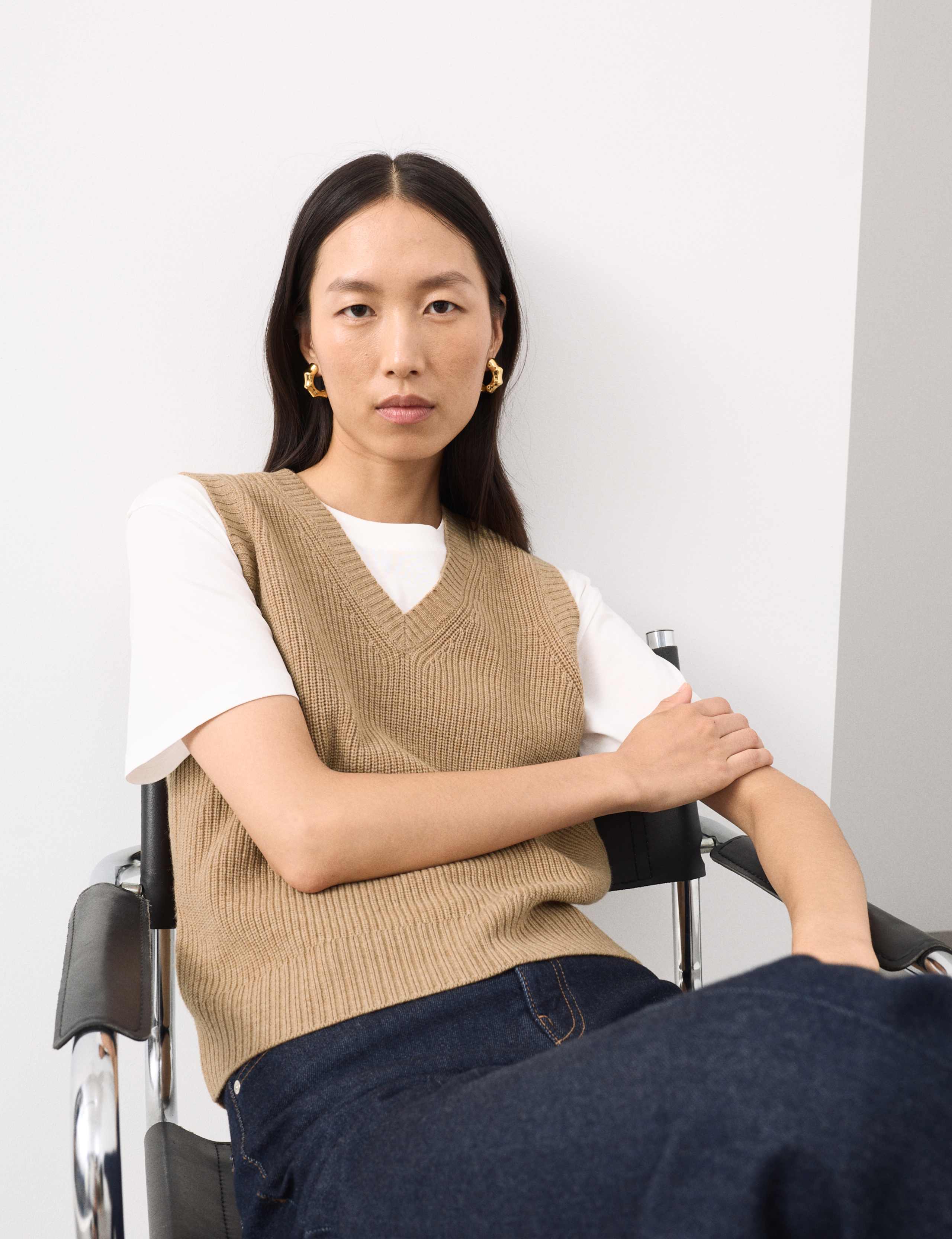 Merino Wool Rich Knitted Vest with Cashmere