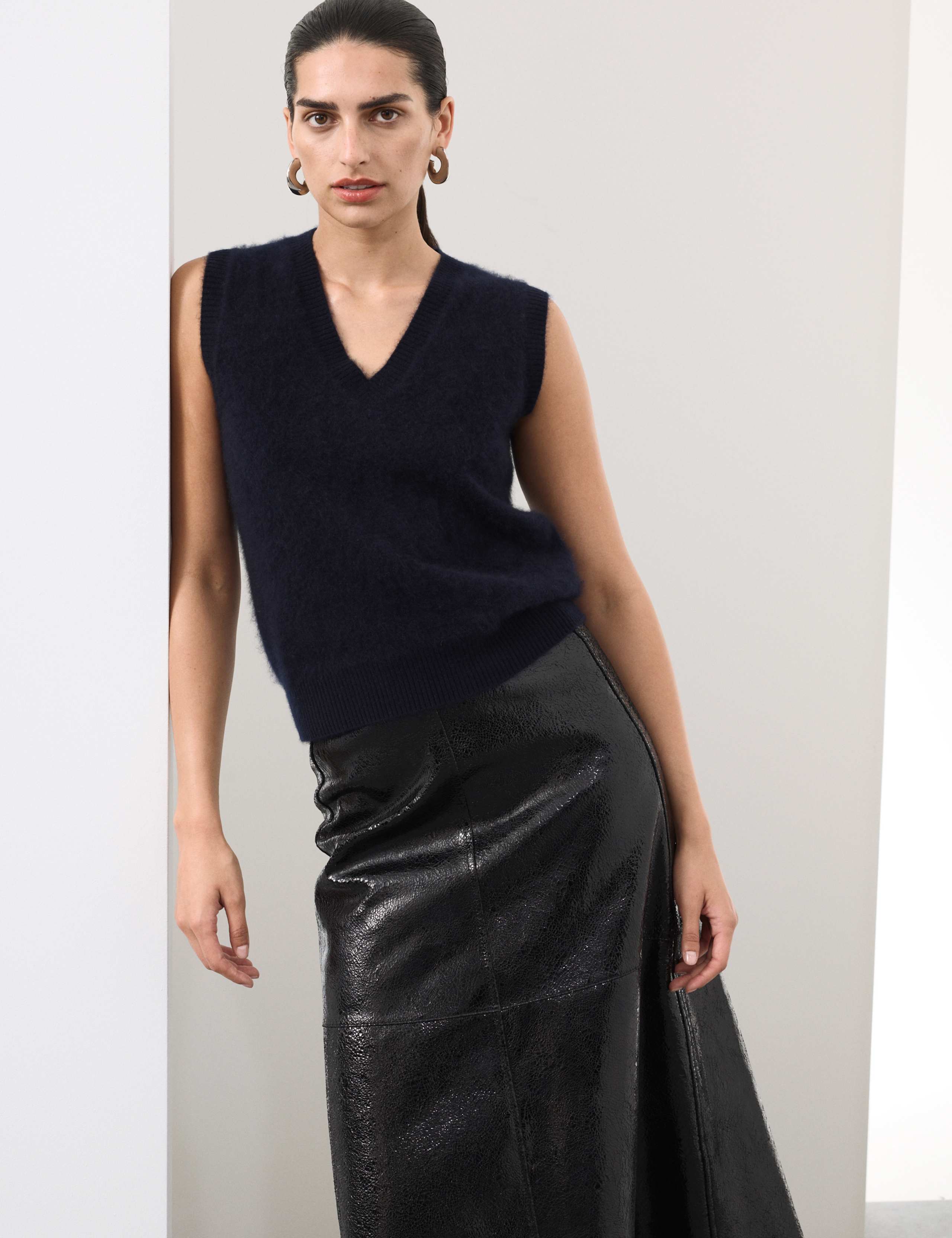 Wool Blend Textured Tabard with Cashmere
