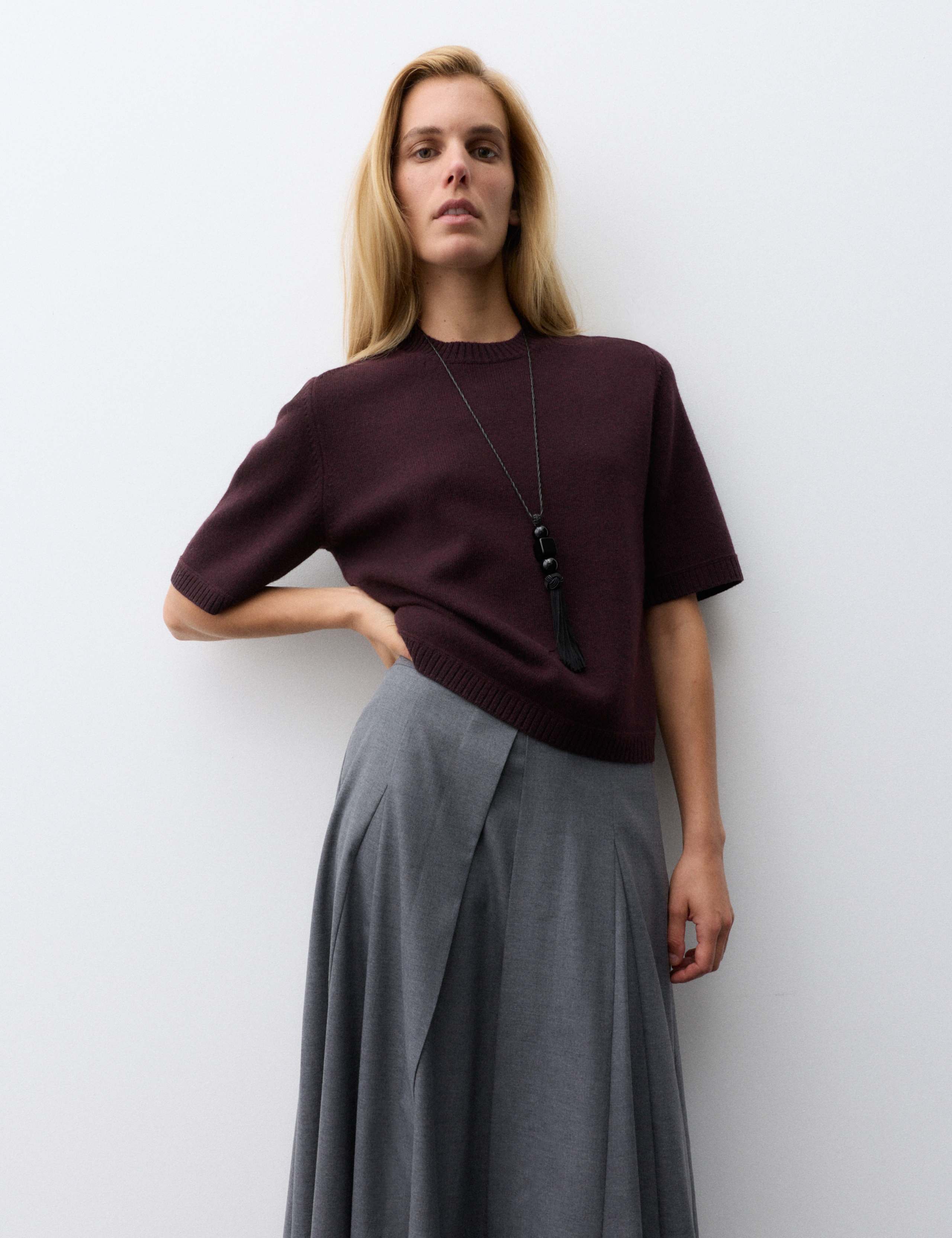 Merino Wool Rich Knitted Top with Cashmere