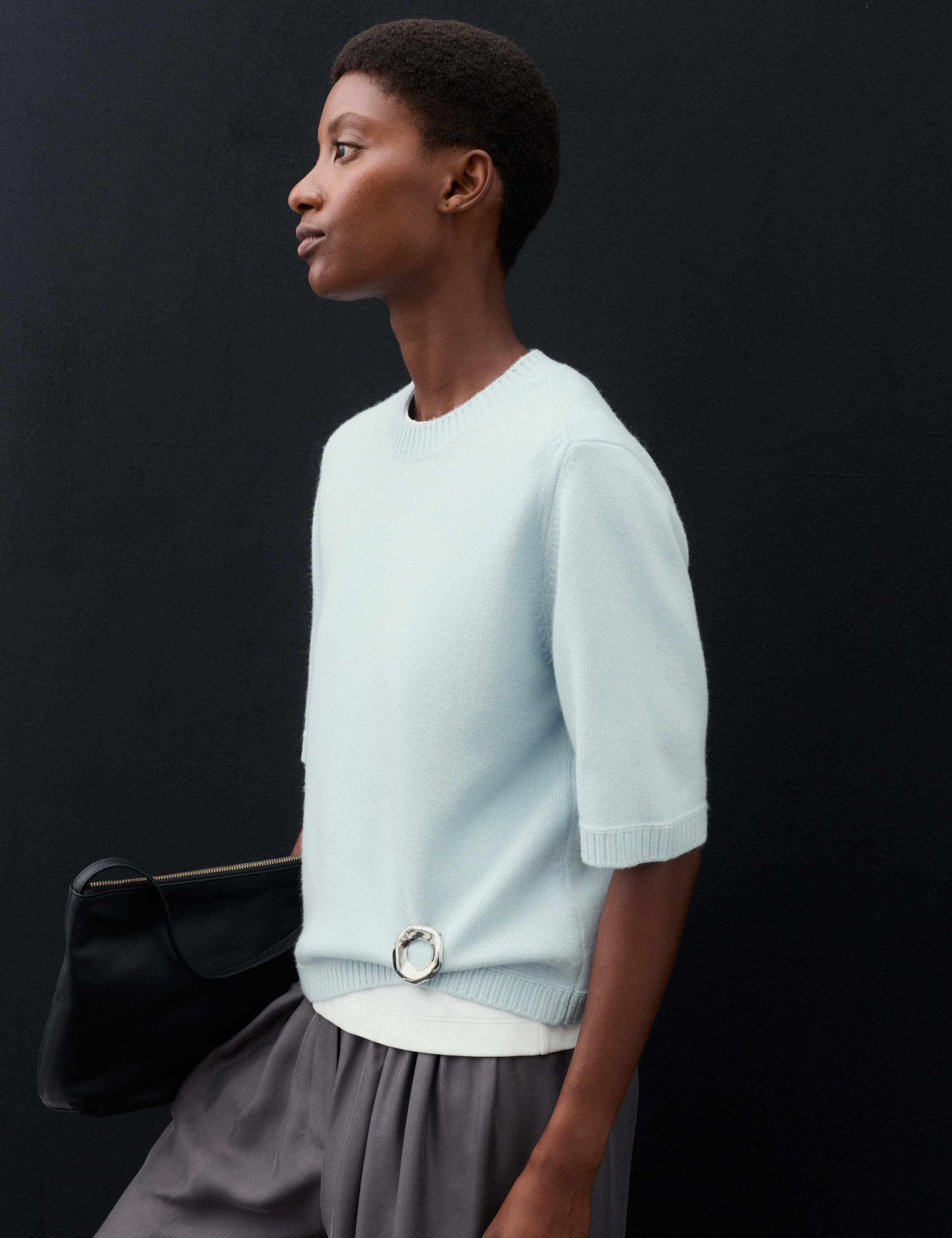 Merino Wool Rich Knitted Top with Cashmere