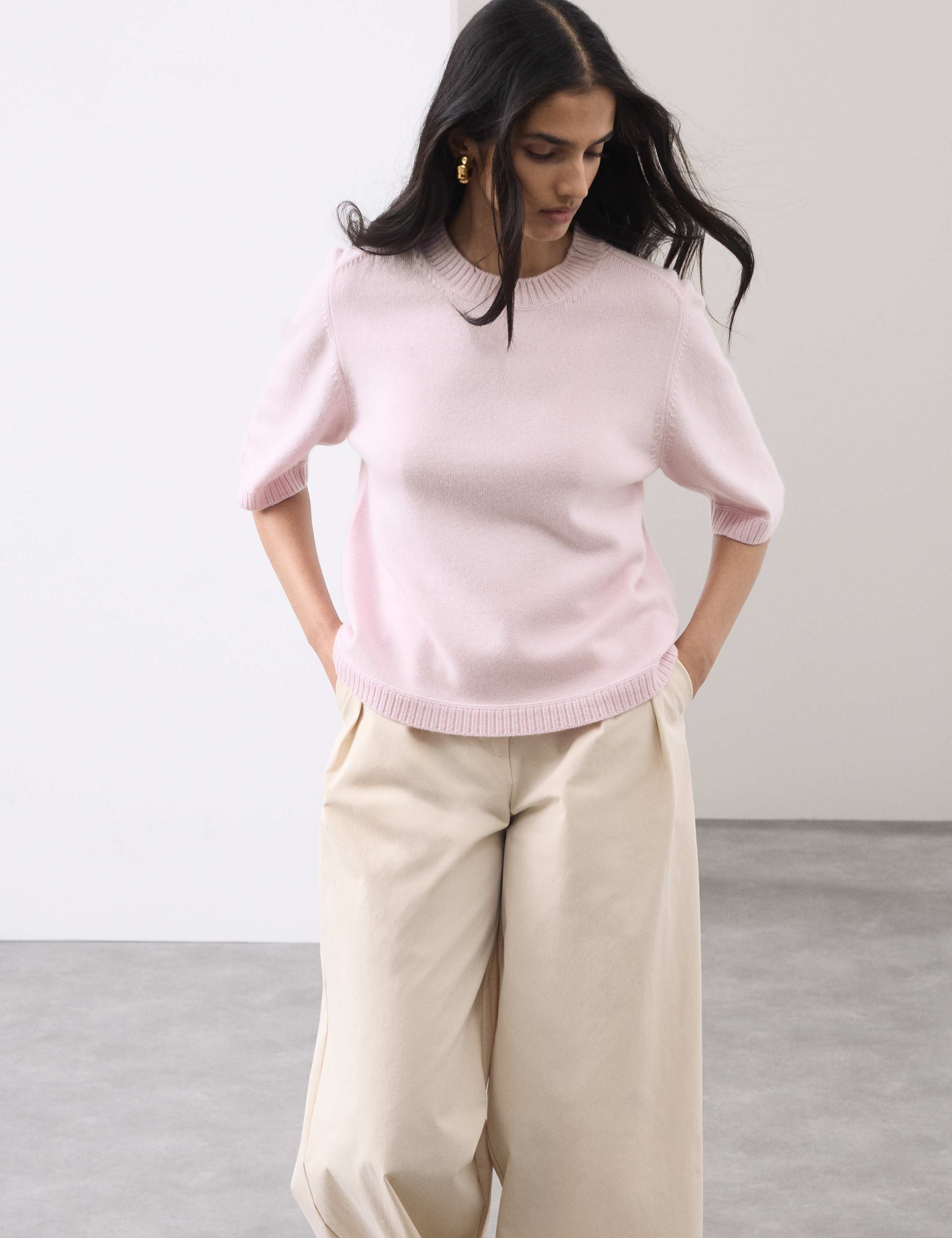 Merino Wool Rich Knitted Top with Cashmere