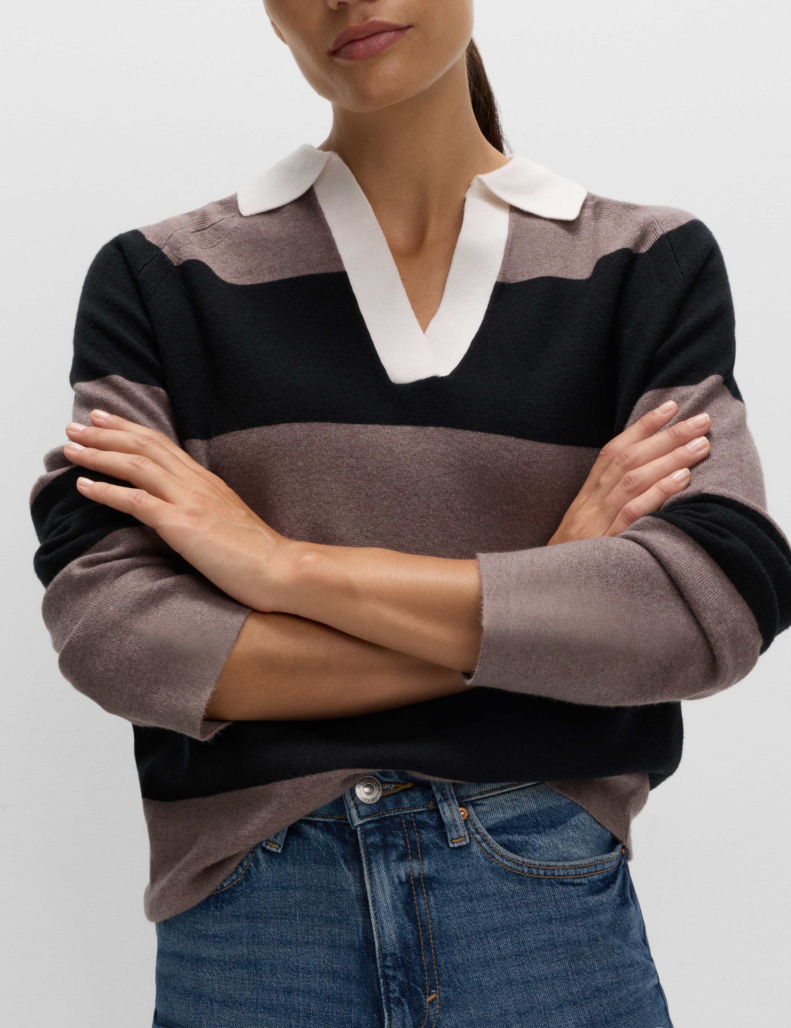 Soft Touch Striped Knitted Rugby Top