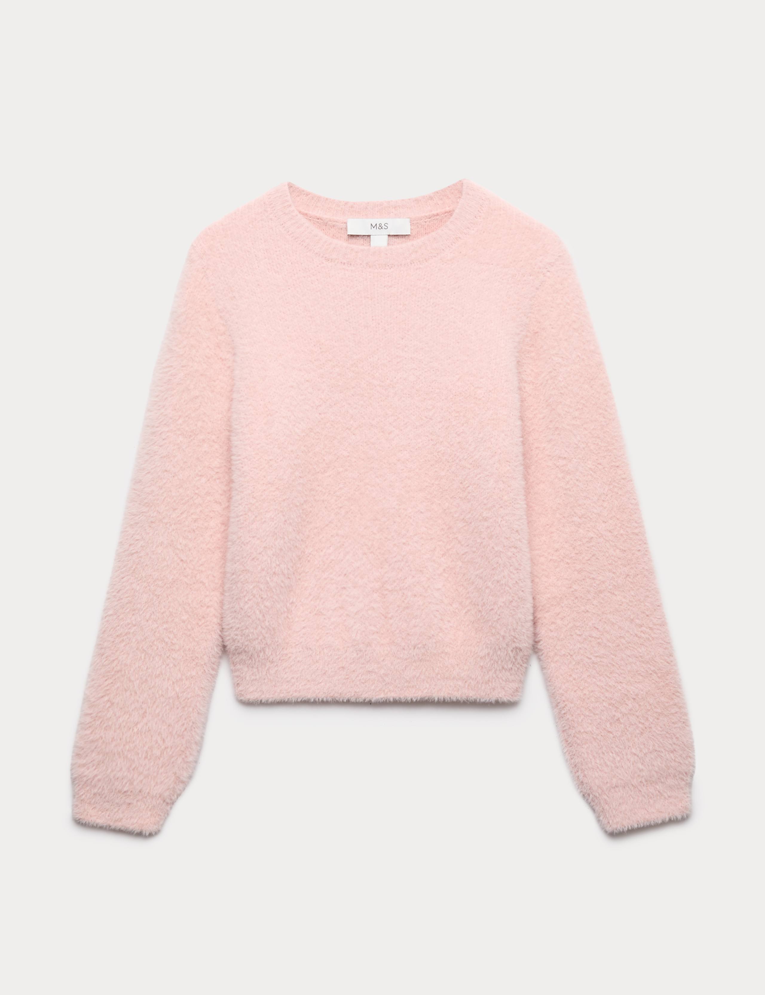Fluffy Crew Neck Knitted Jumper