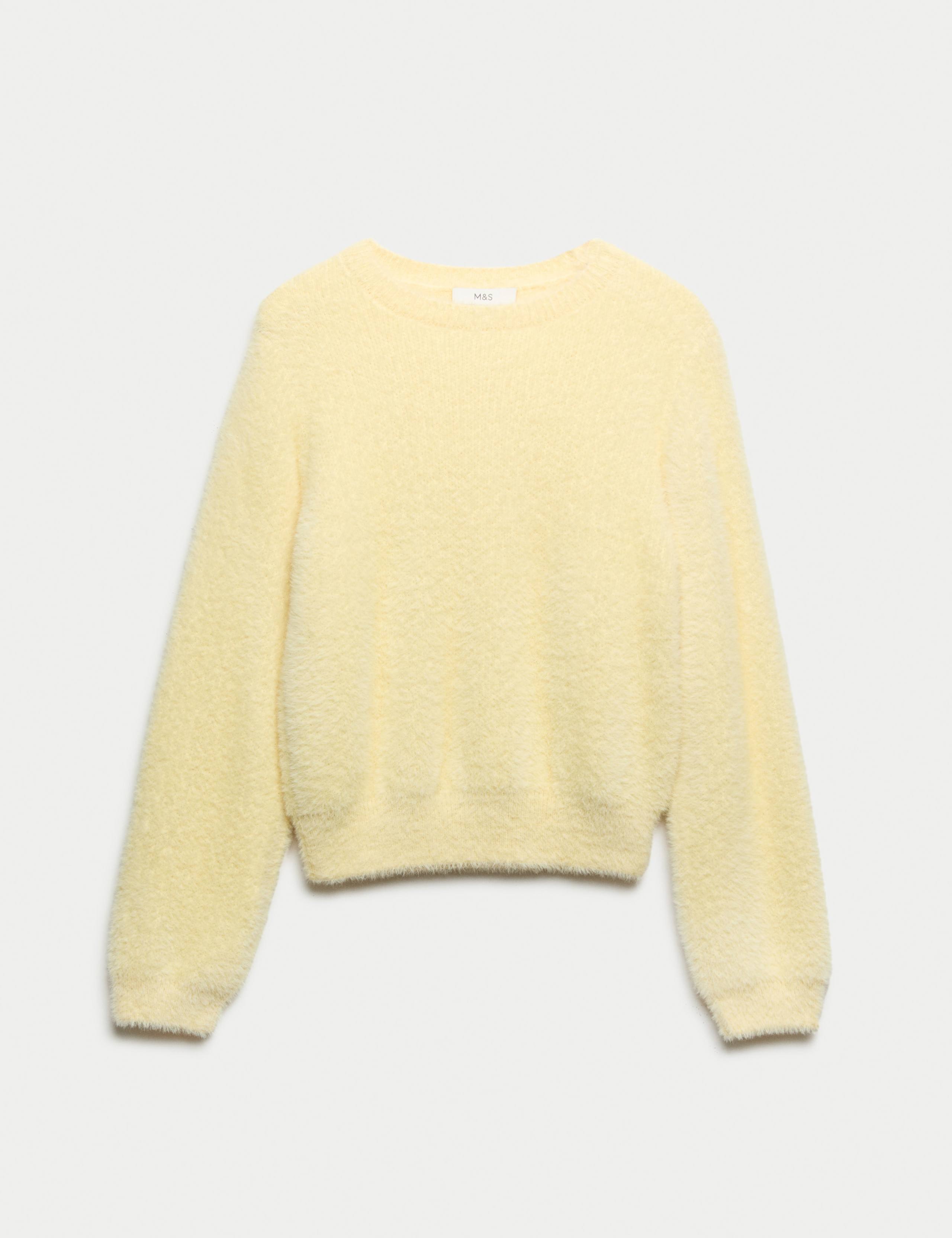 Fluffy Crew Neck Knitted Jumper