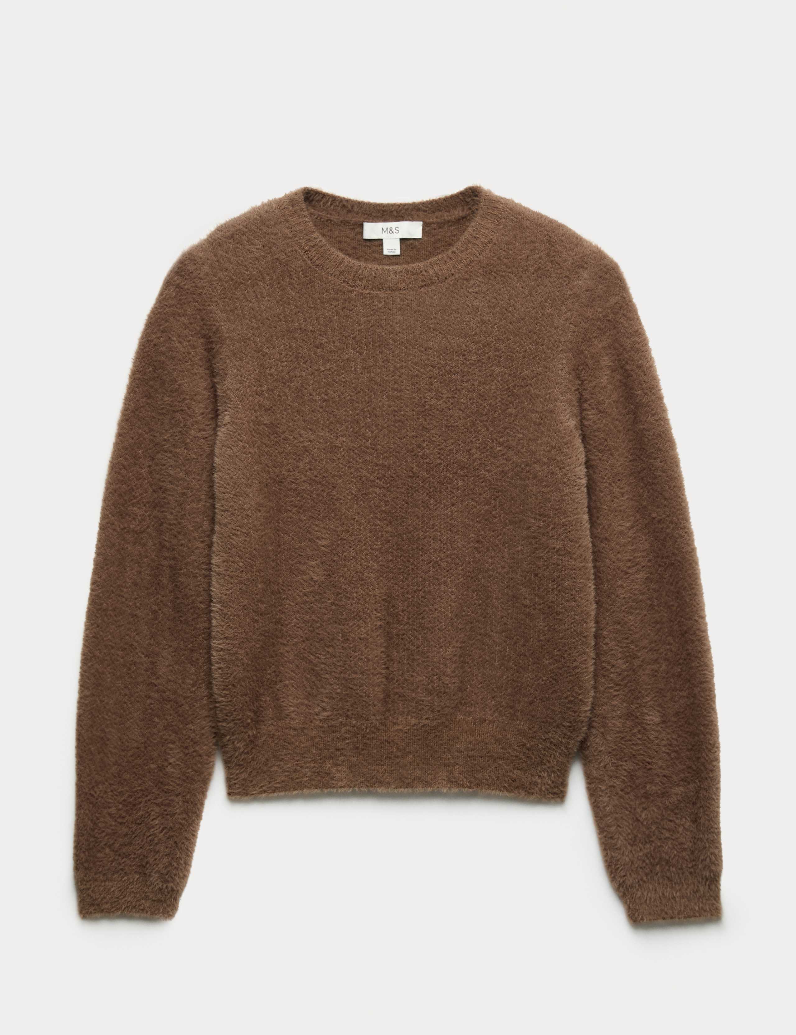 Fluffy Crew Neck Knitted Jumper