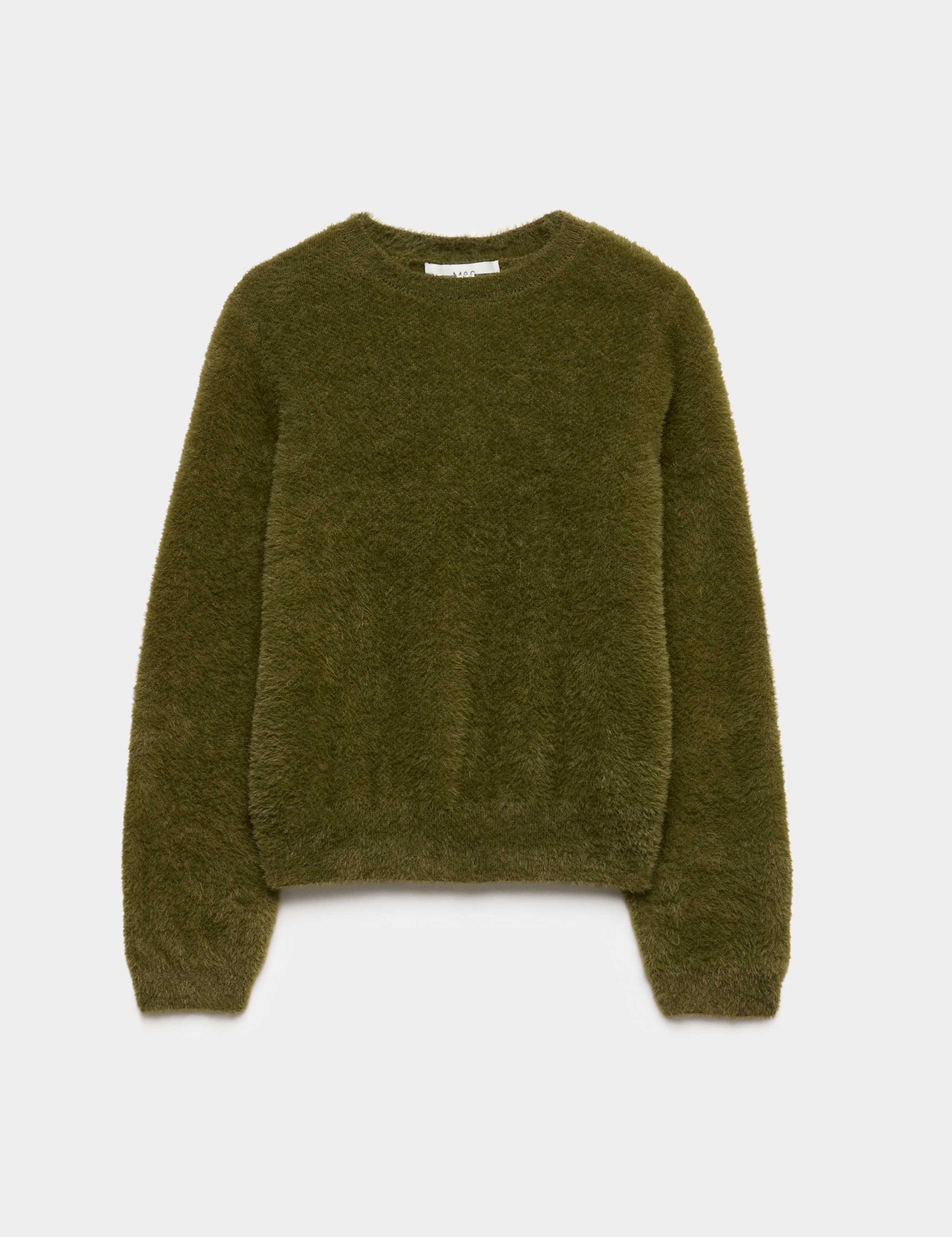 Fluffy Crew Neck Knitted Jumper