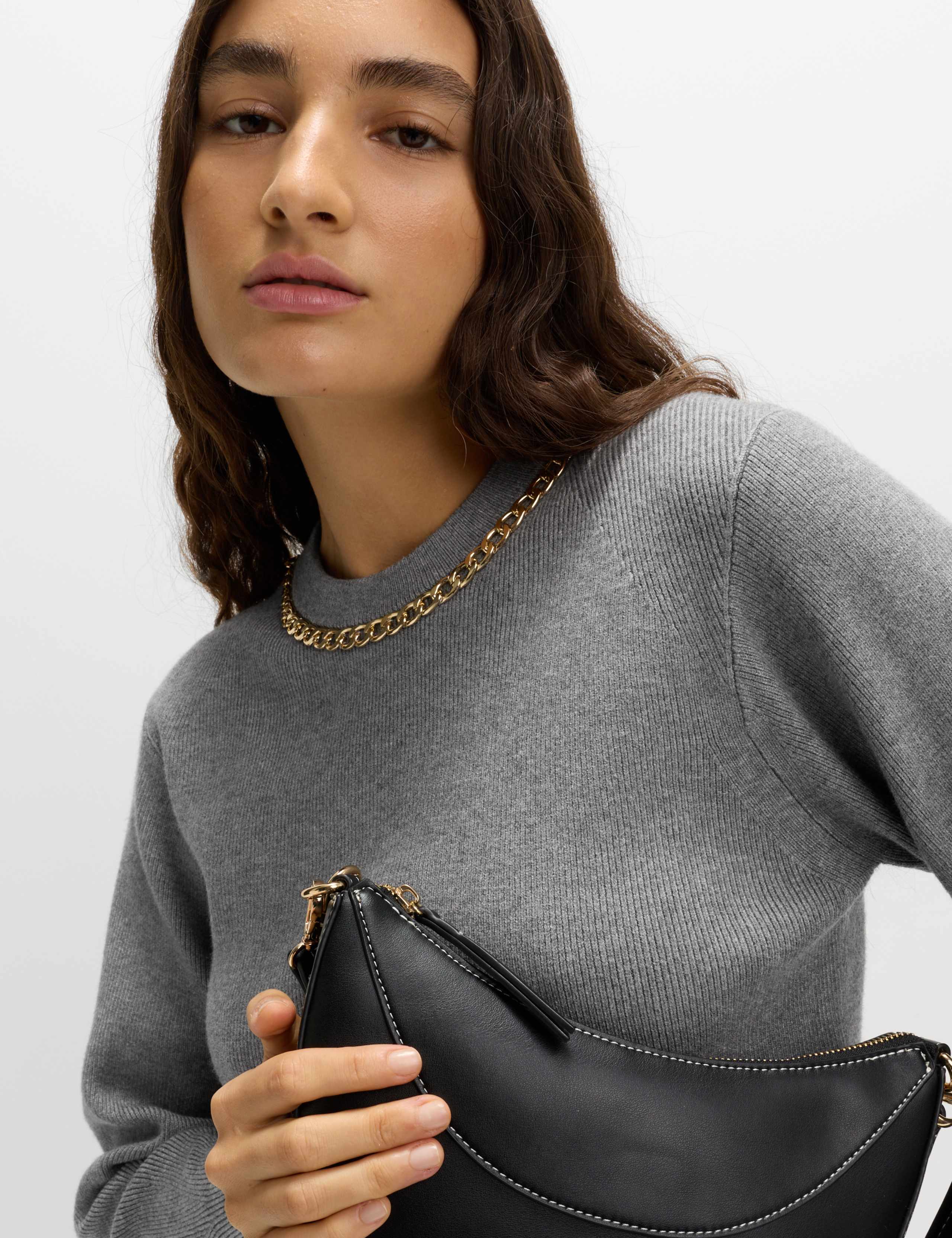 Ribbed Crew Neck Jumper