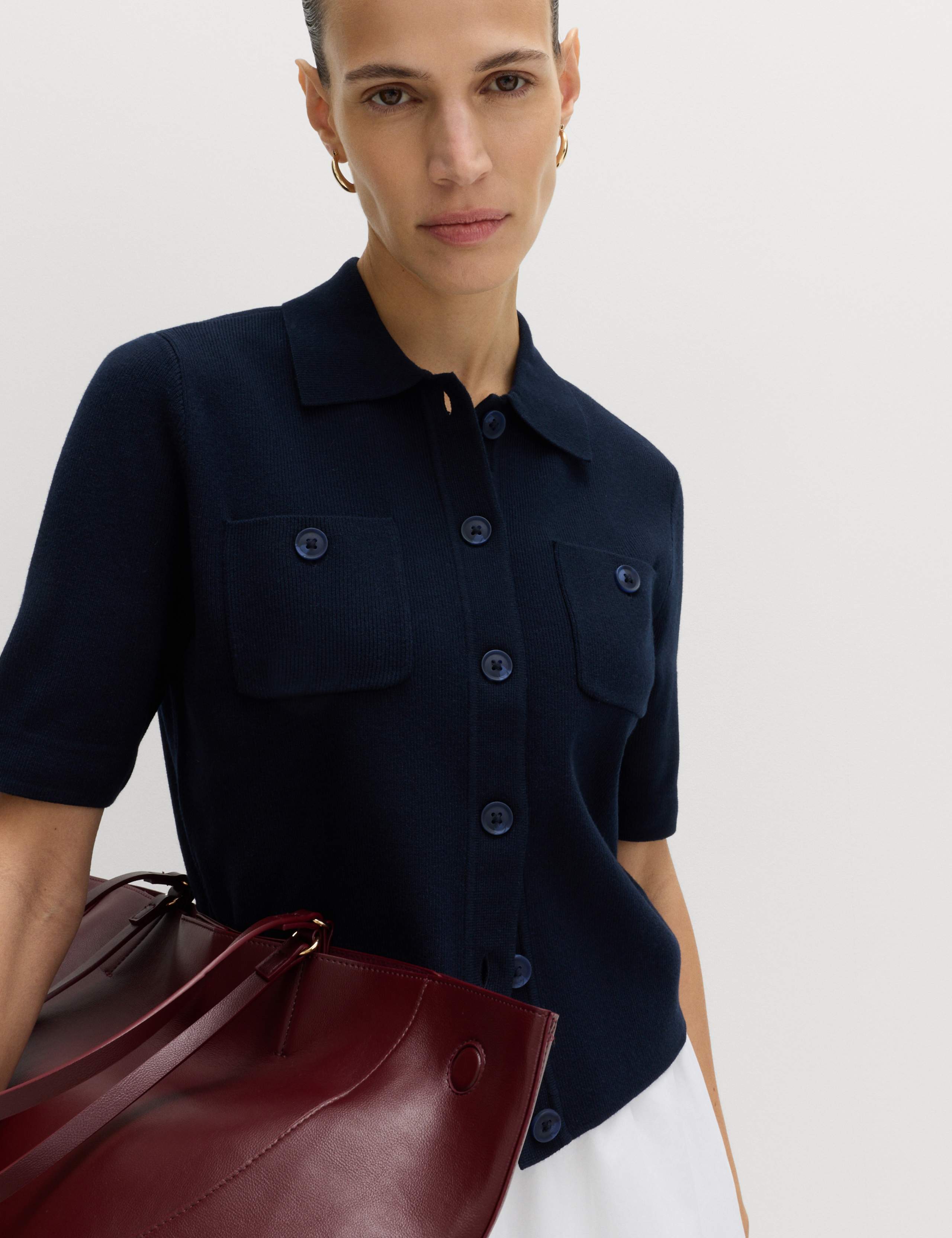 Collared Button Through Cropped Cardigan