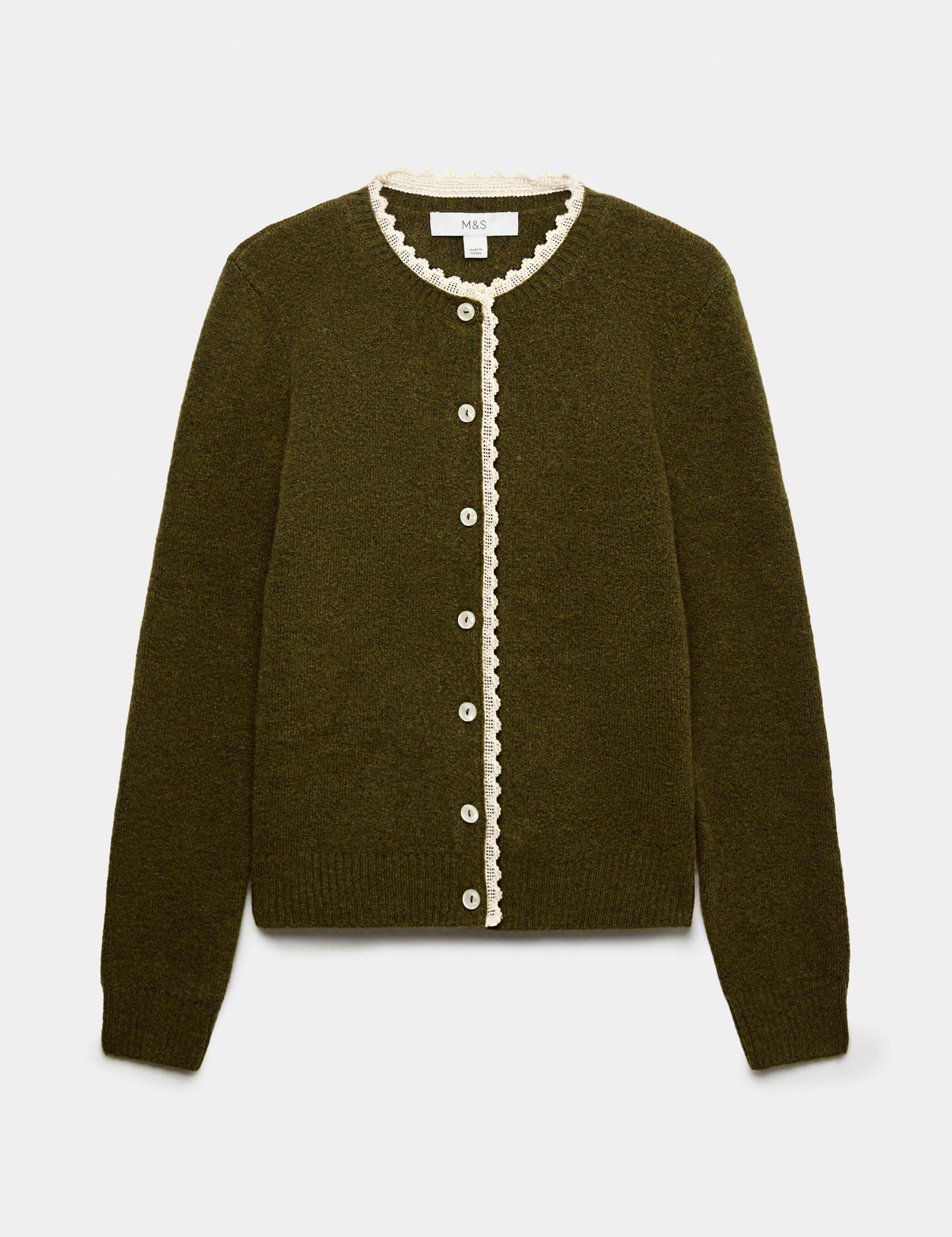 Lace Detail Crew Neck Cardigan