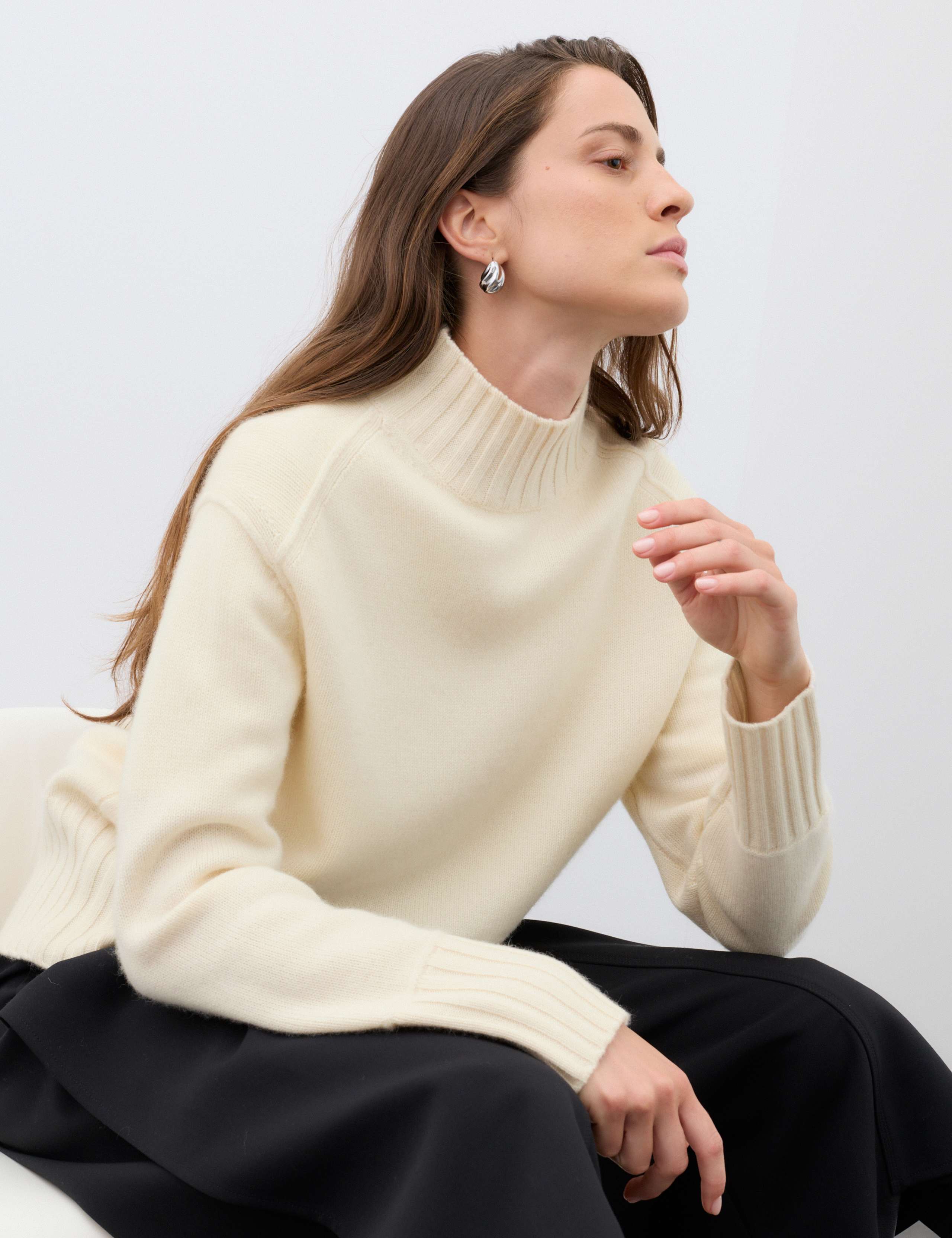 Pure Cashmere Funnel Neck Relaxed Jumper