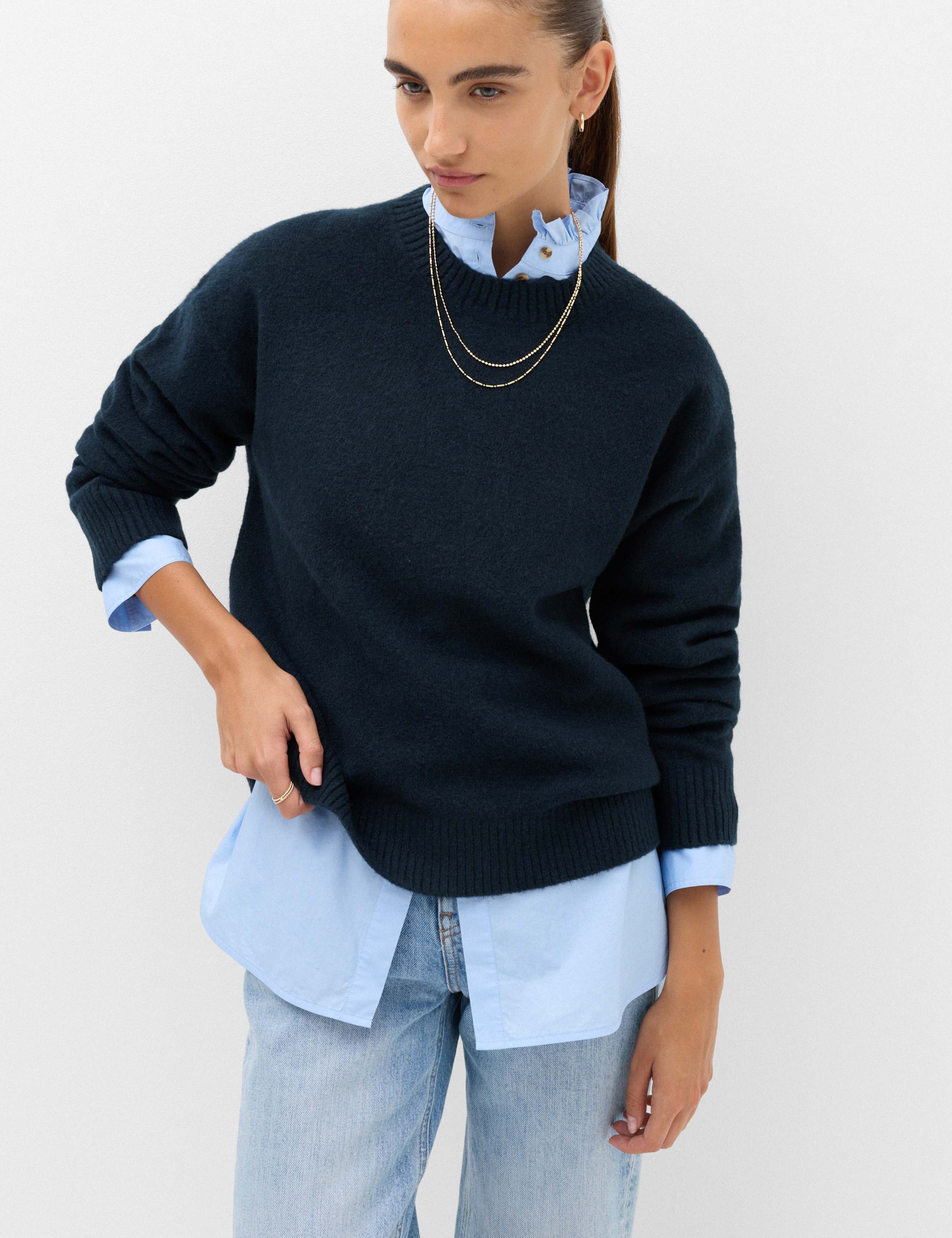 Crew Neck Jumper with Wool