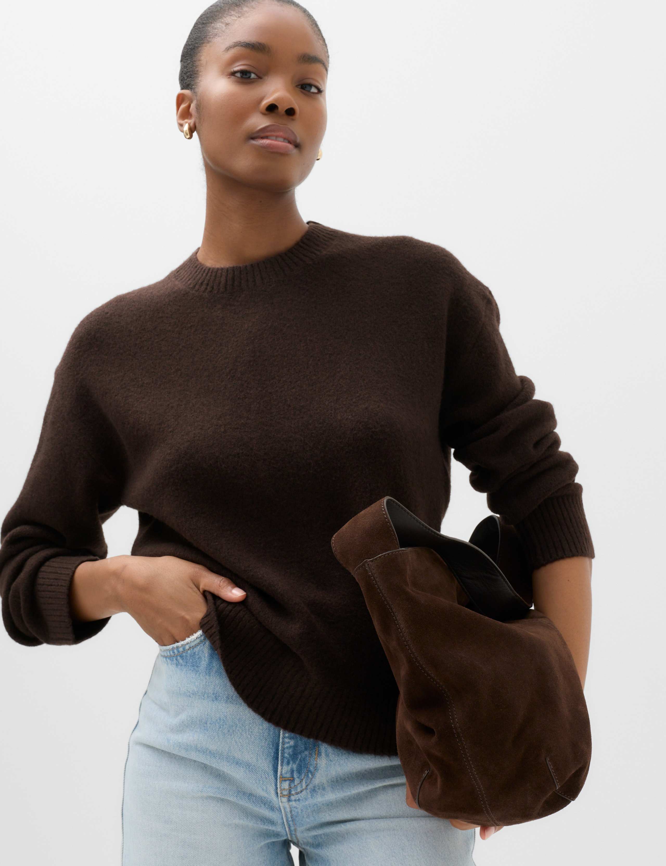 Crew Neck Relaxed Jumper with Wool