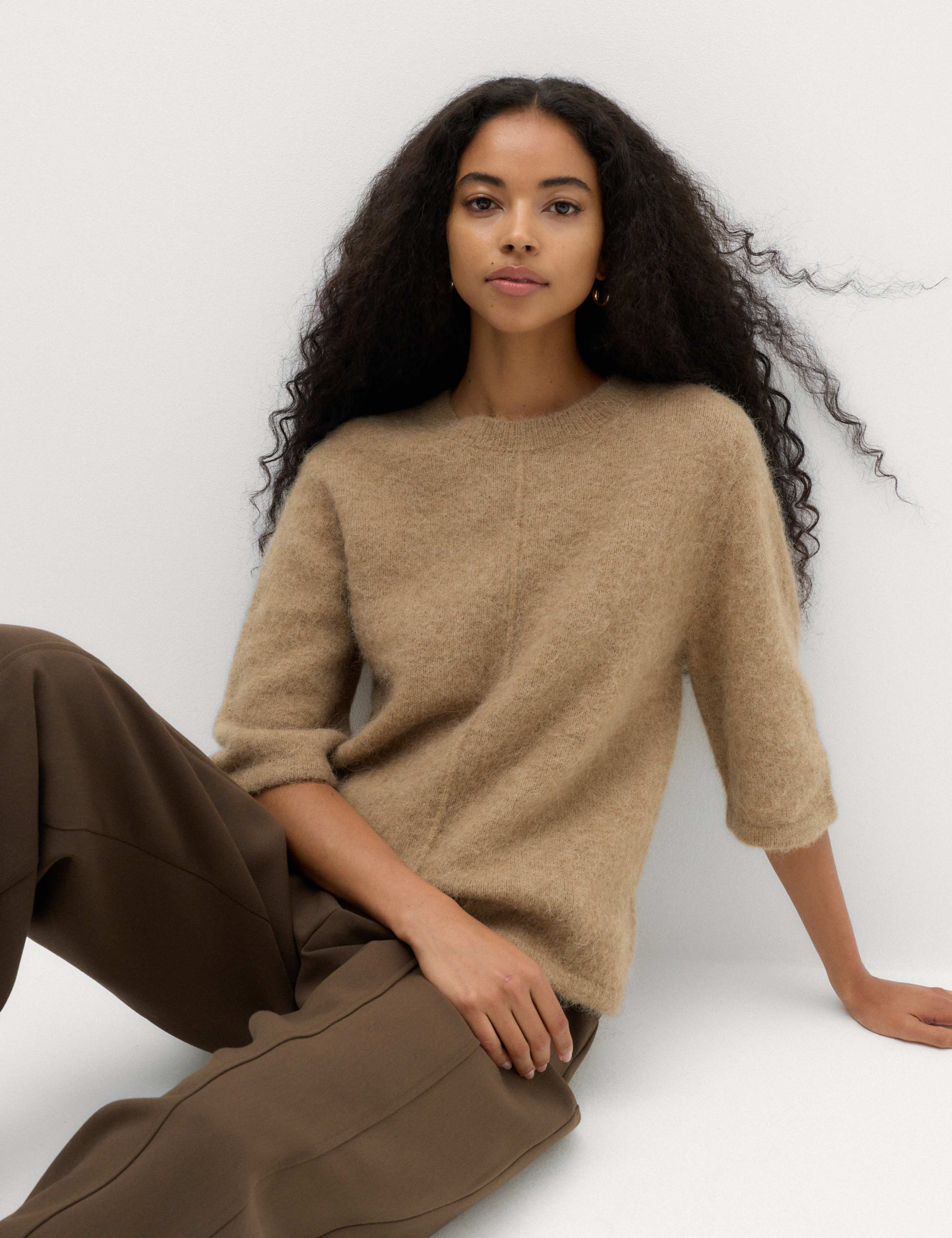 Wool Alpaca Blend Relaxed Knitted Top