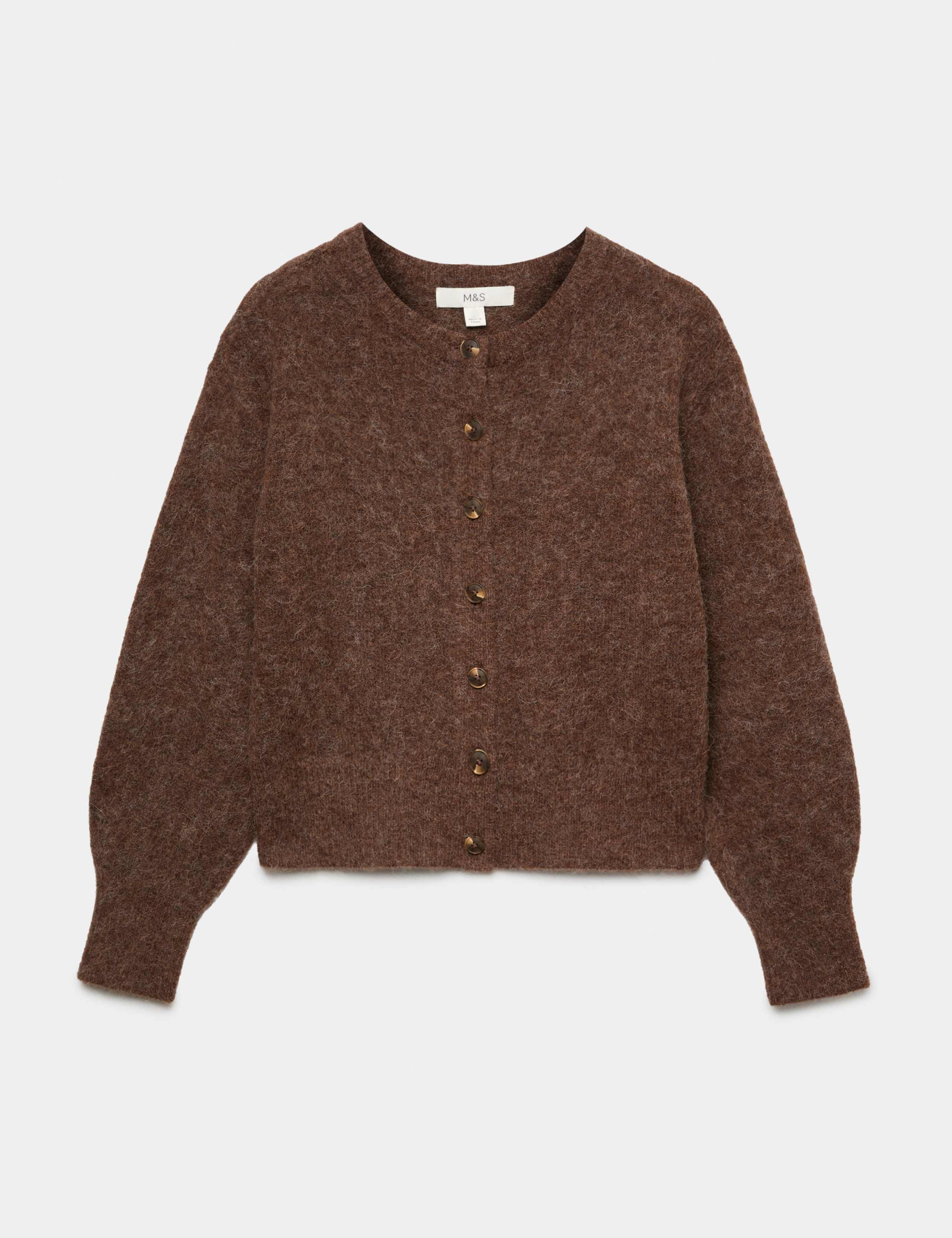 Alpaca Blend Crew Neck Cardigan