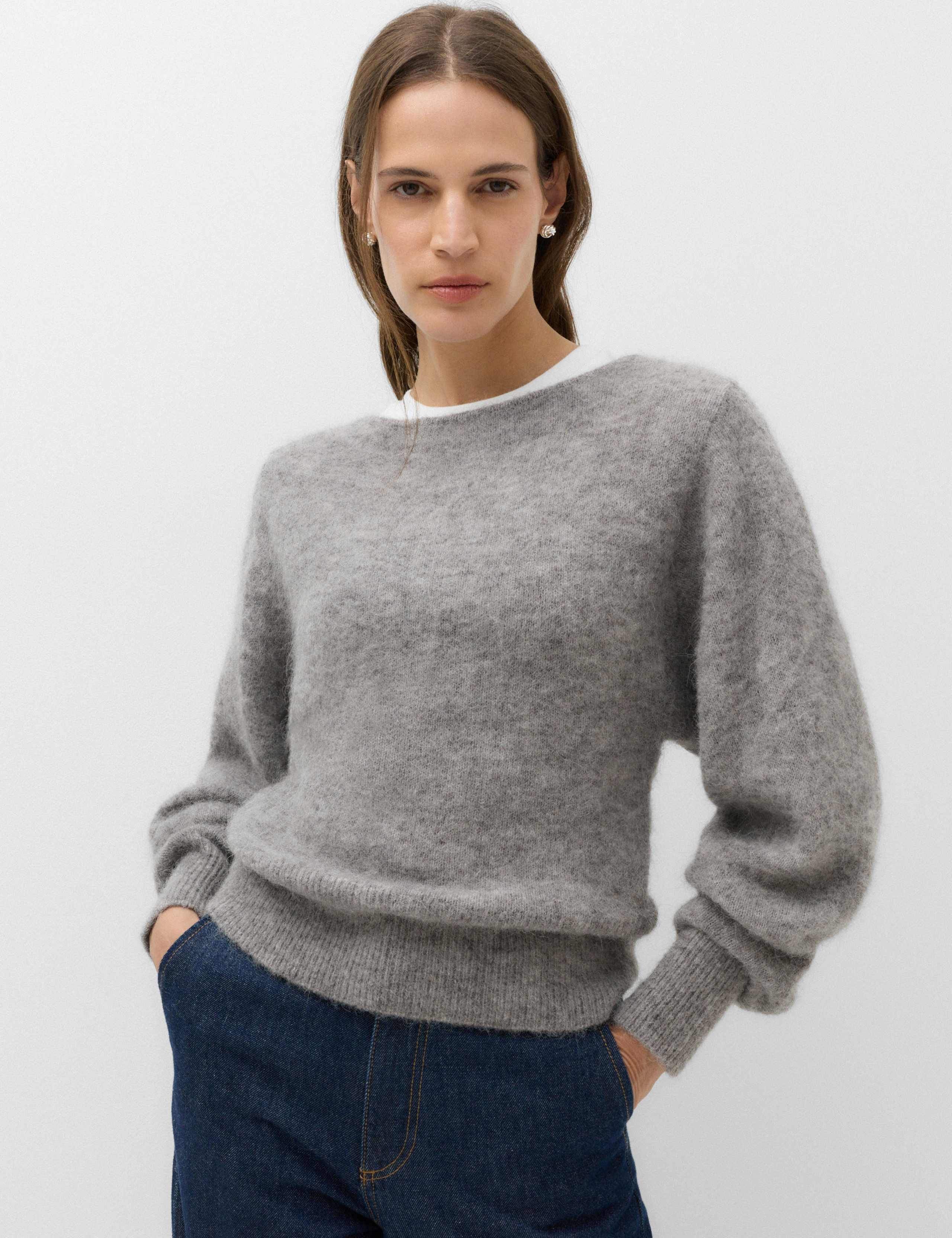 Alpaca Blend Slash Neck Slim Fit Jumper