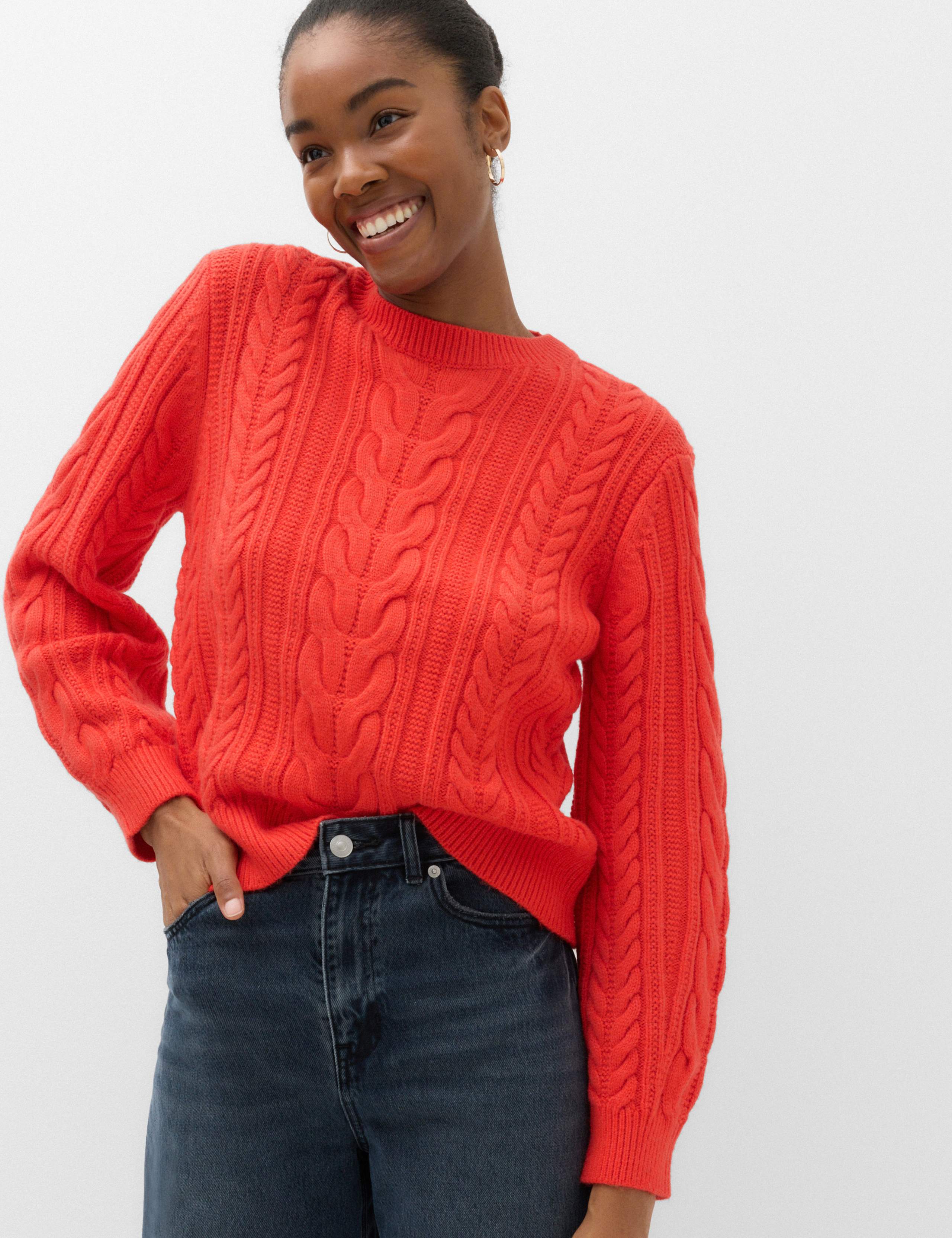 Wool Blend Cable Knit Jumper