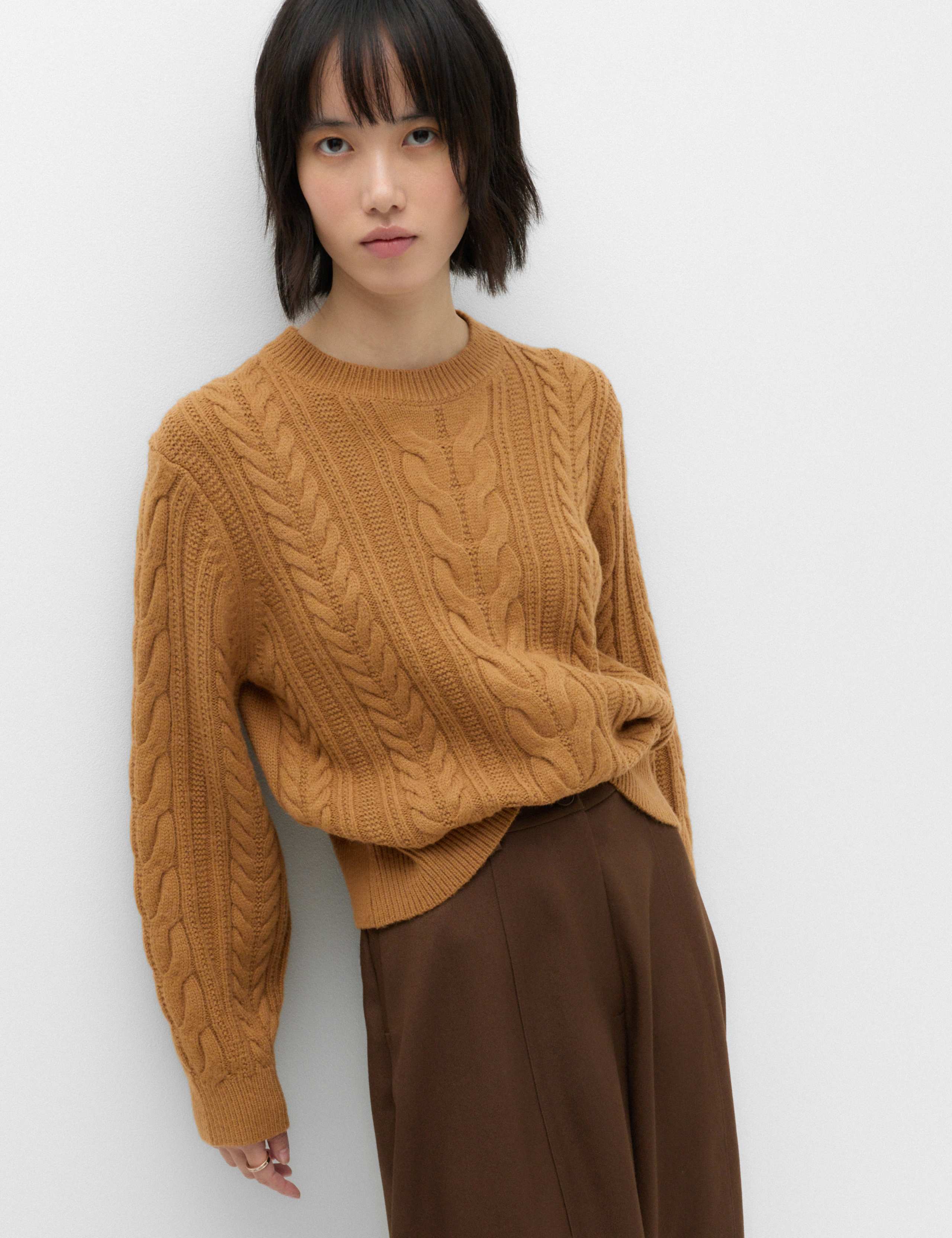 Wool Blend Cable Knit Jumper