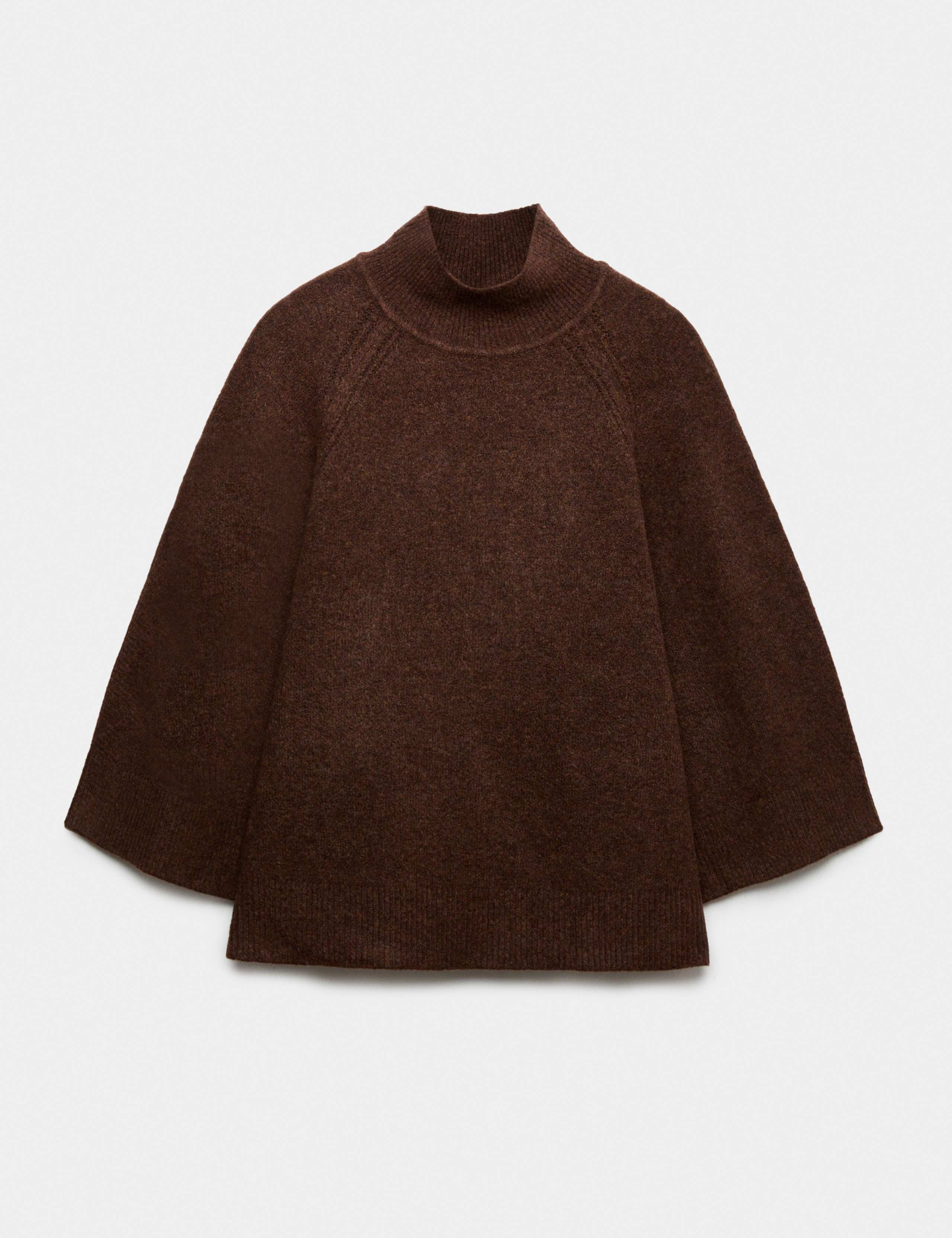 Wide Sleeve Funnel Neck Knitted Jumper