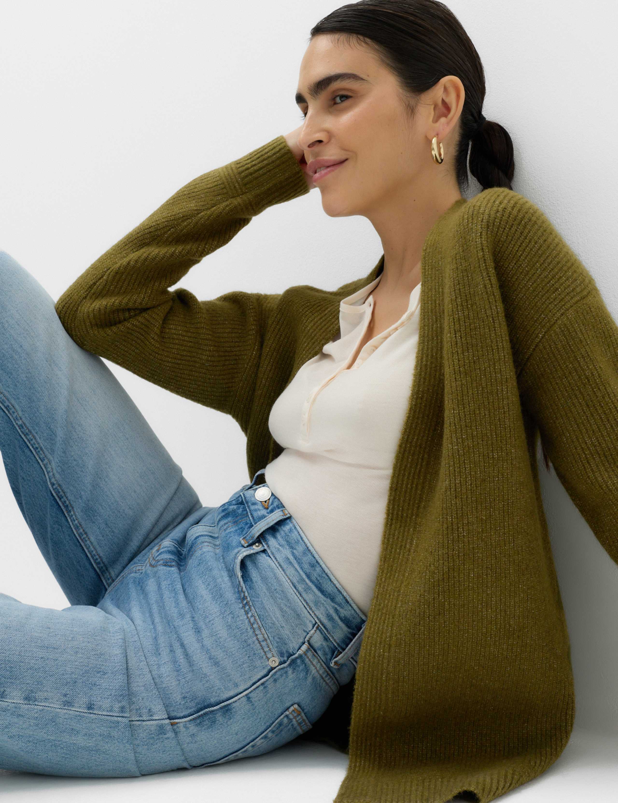Edge To Edge Longline Cardigan With Wool