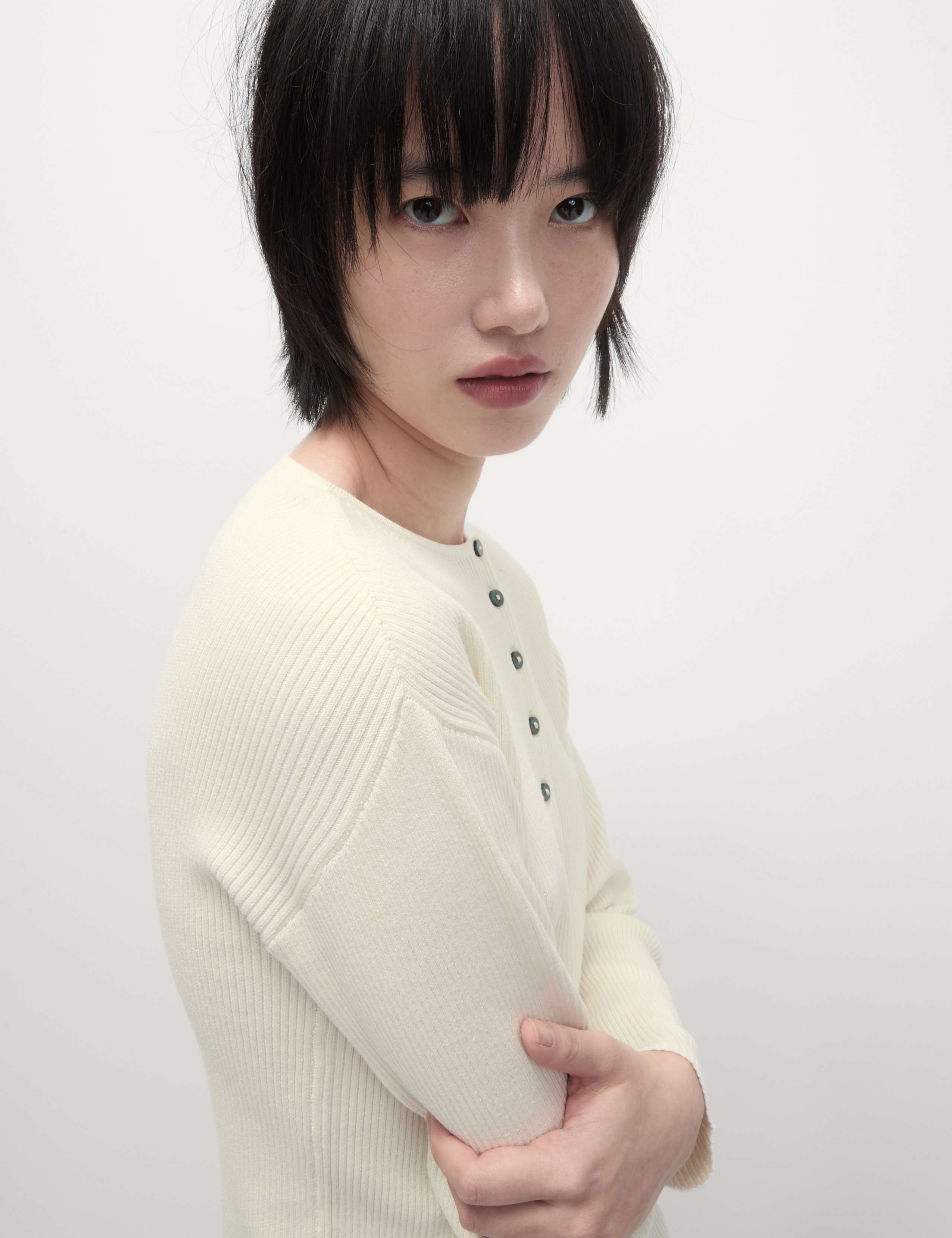 Ribbed Crew Neck Cardigan