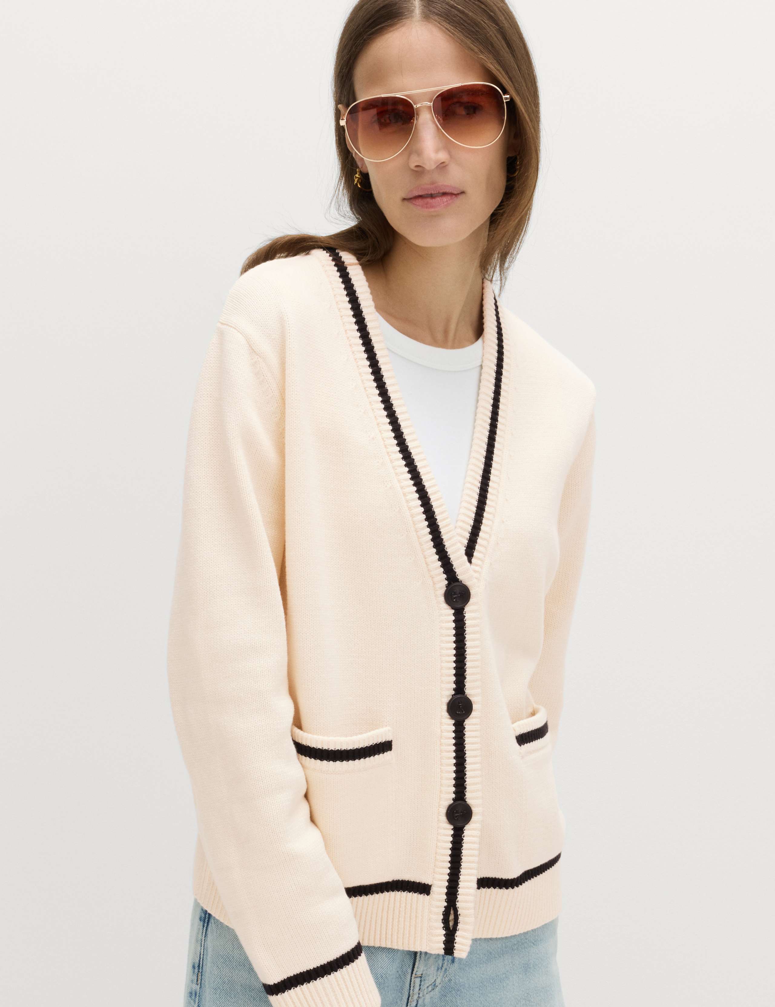 Cotton Rich Pocket Detail Cardigan