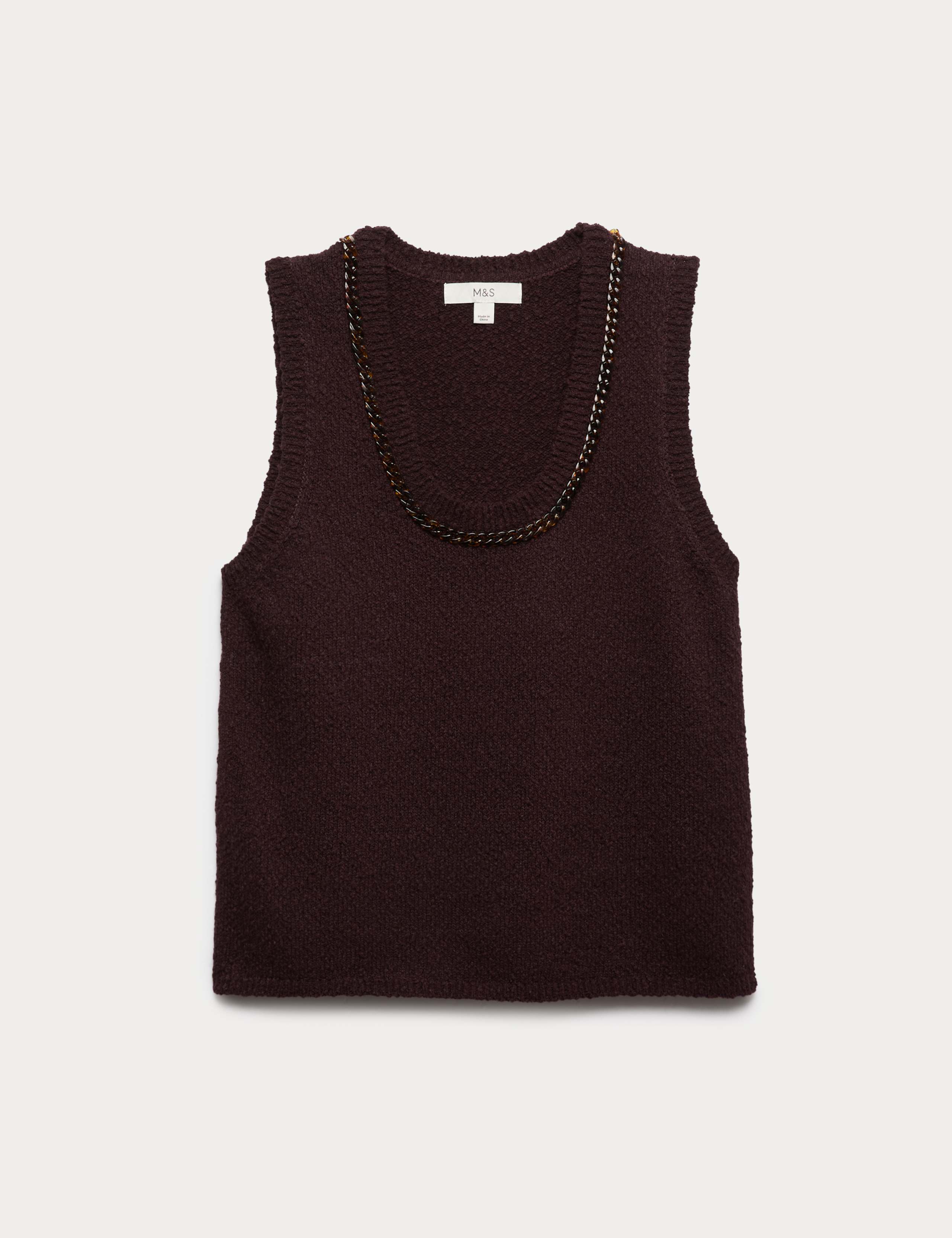 Cotton Rich Chain Trim Knitted Vest